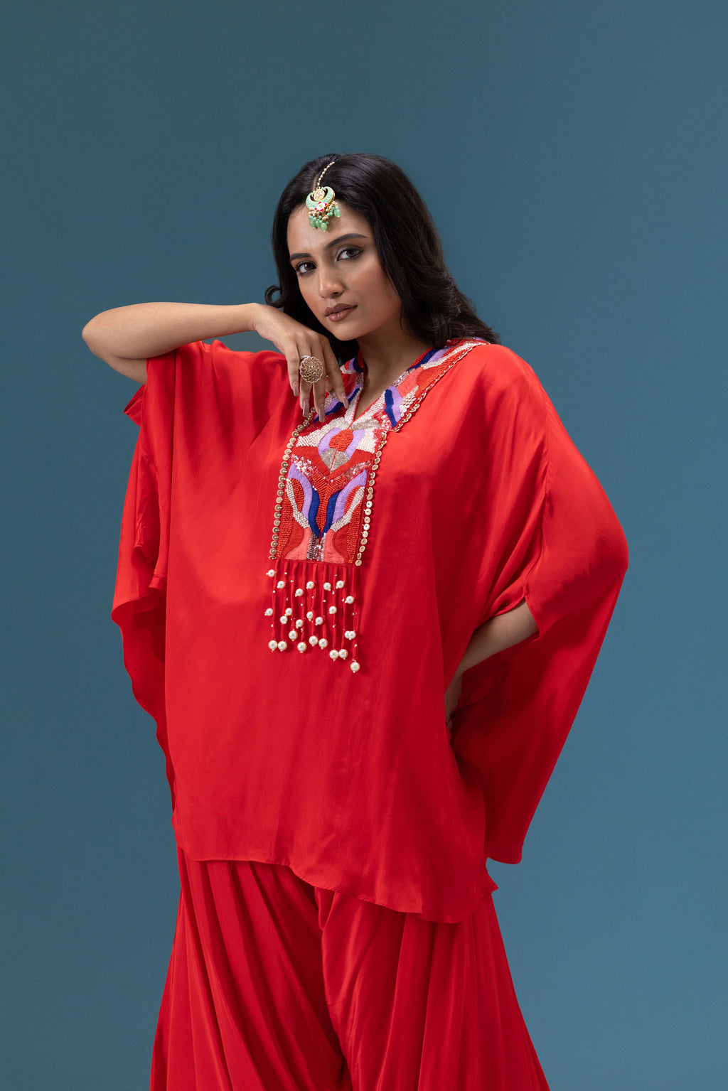 Inara Scarlet Drape Co-ord Set