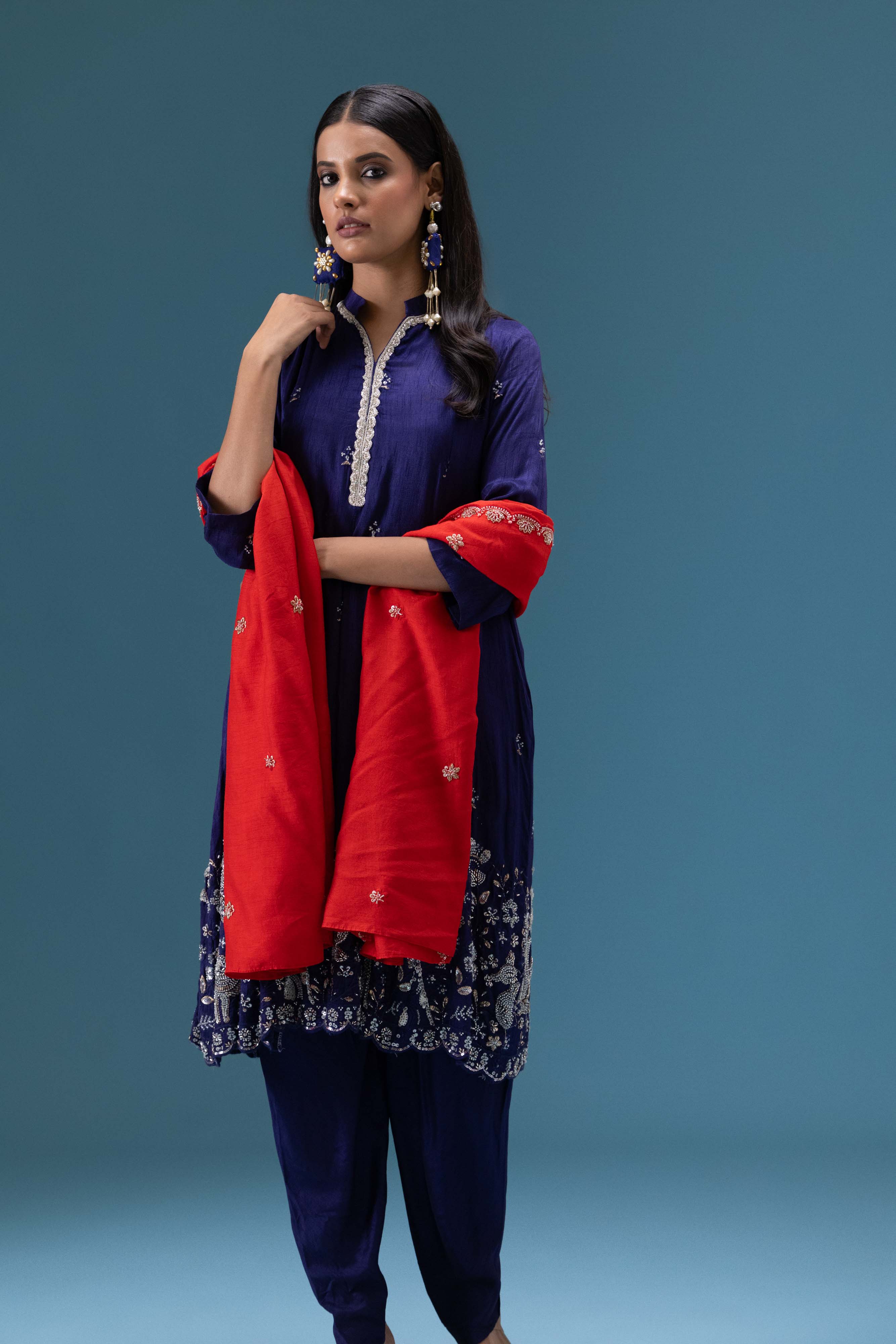 Neelam Embroidered Kurta Set with Dupatta