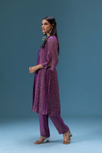 Zehra Plum Mirror Work Kurta Set