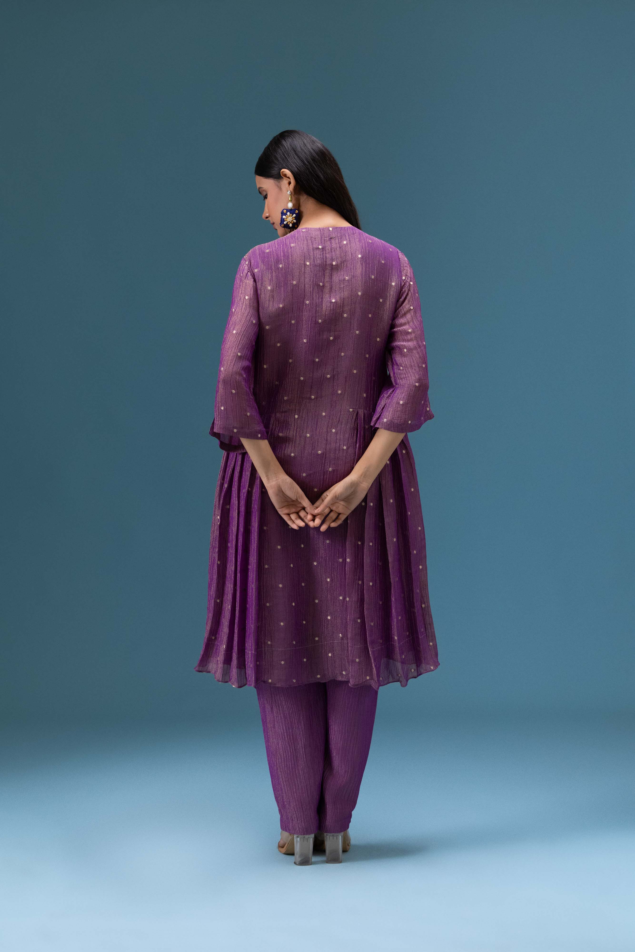 Zehra Plum Mirror Work Kurta Set