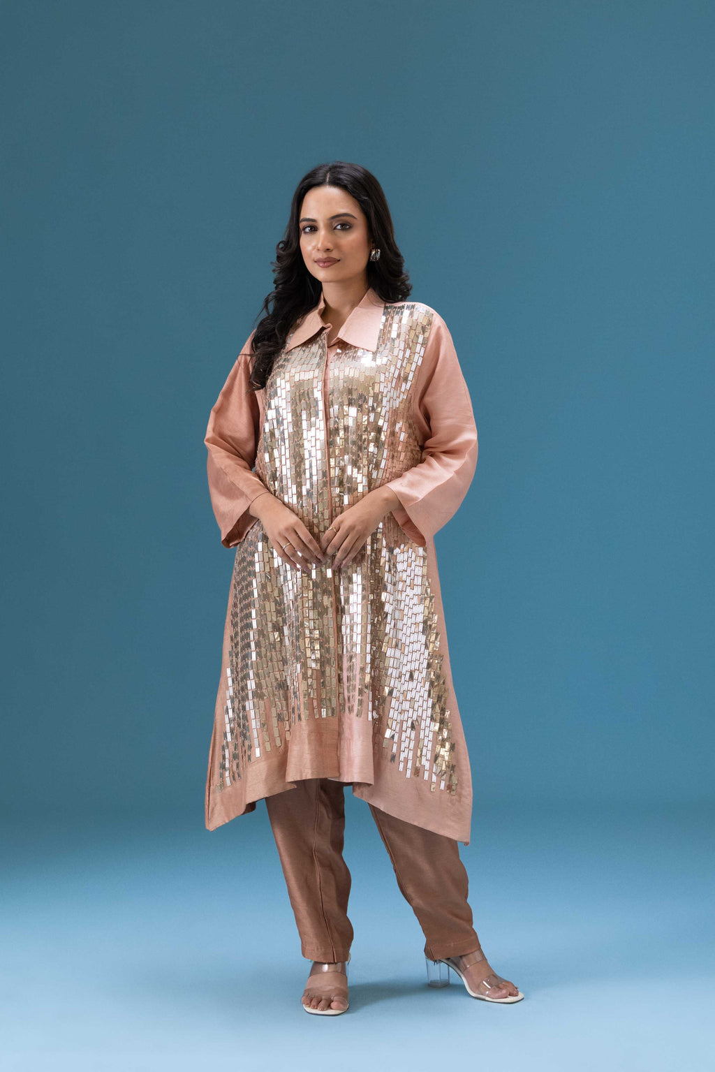 Rosé Sequin Embellished Co-ord Set