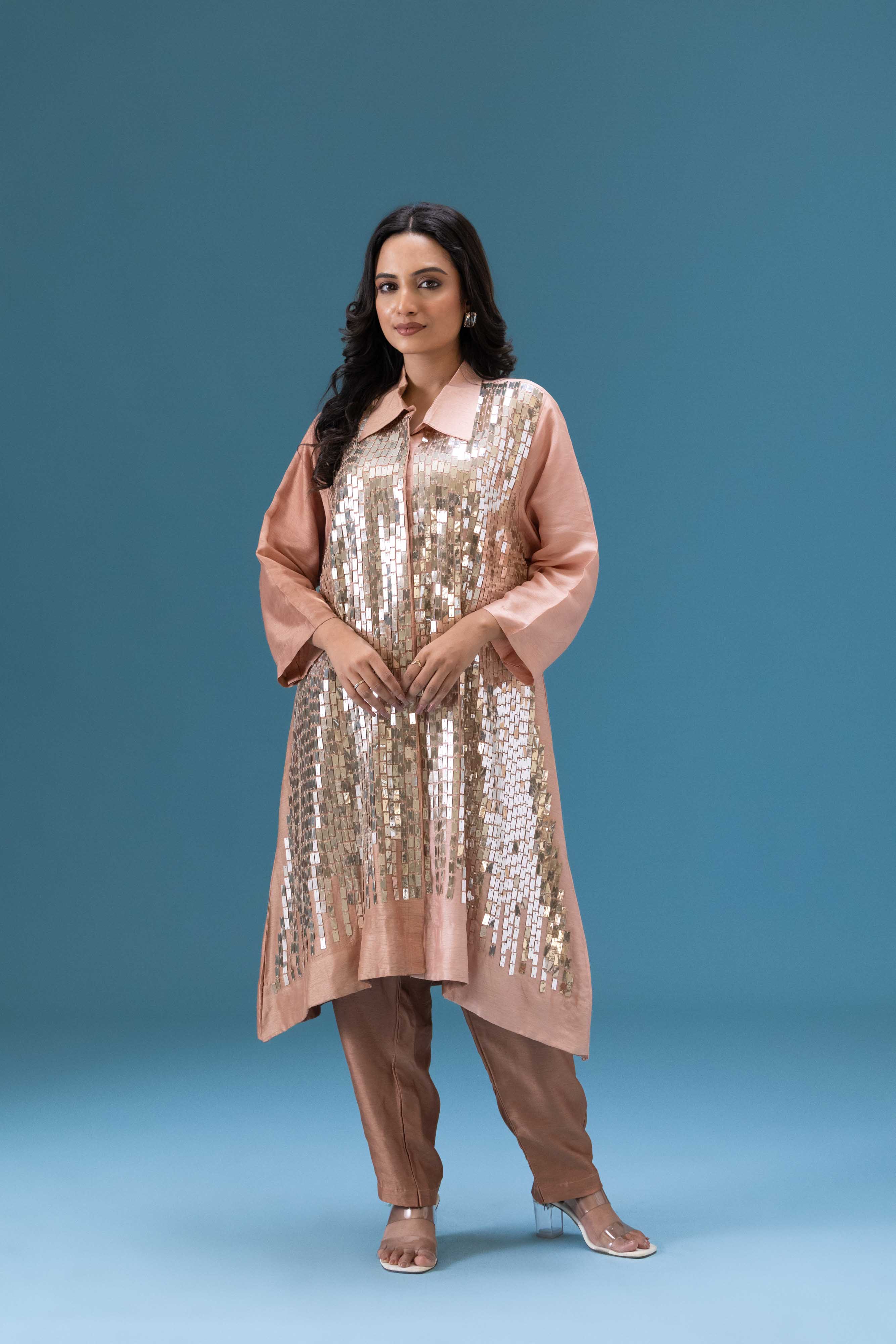 Rosé Sequin Embellished Co-ord Set