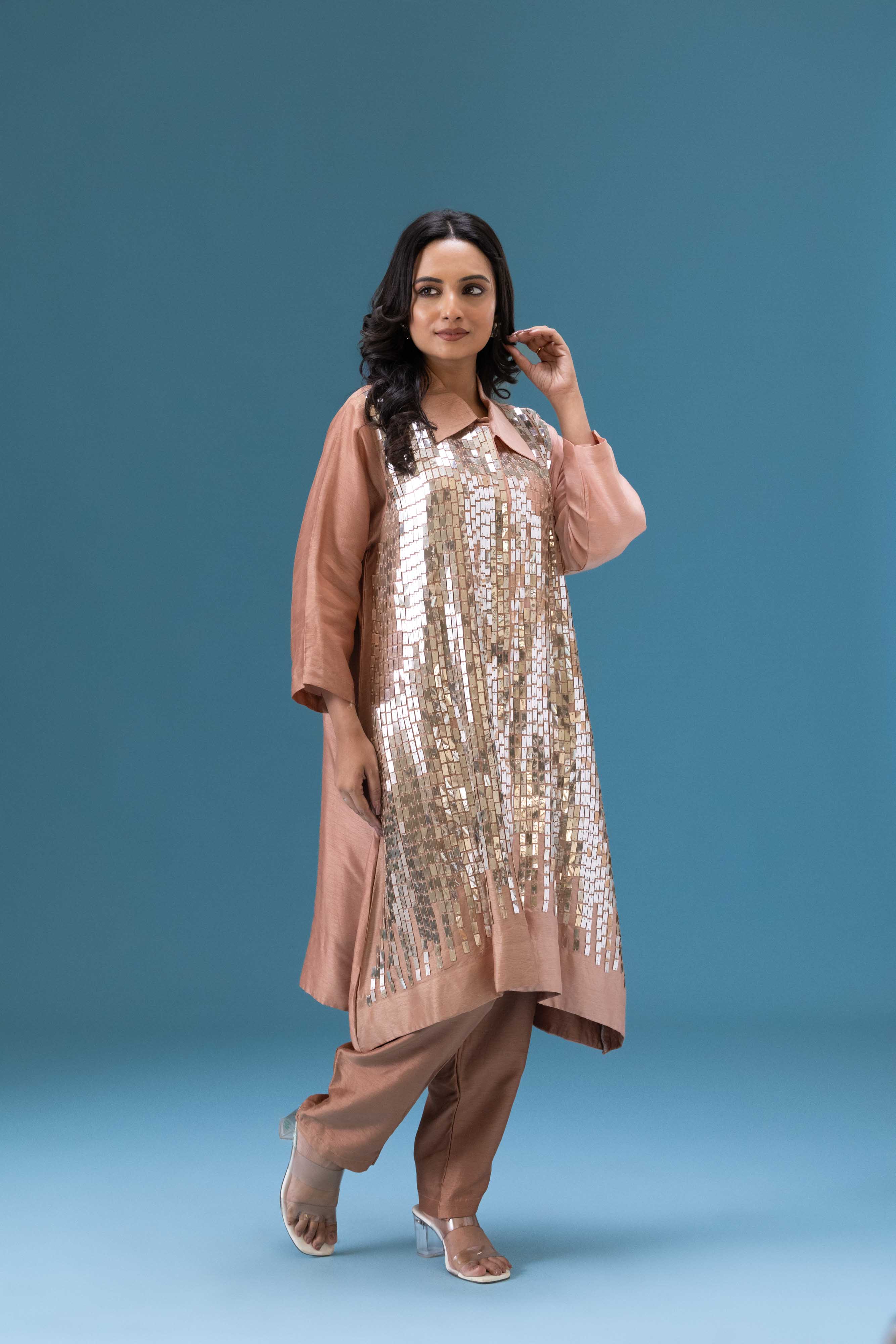 Rosé Sequin Embellished Co-ord Set