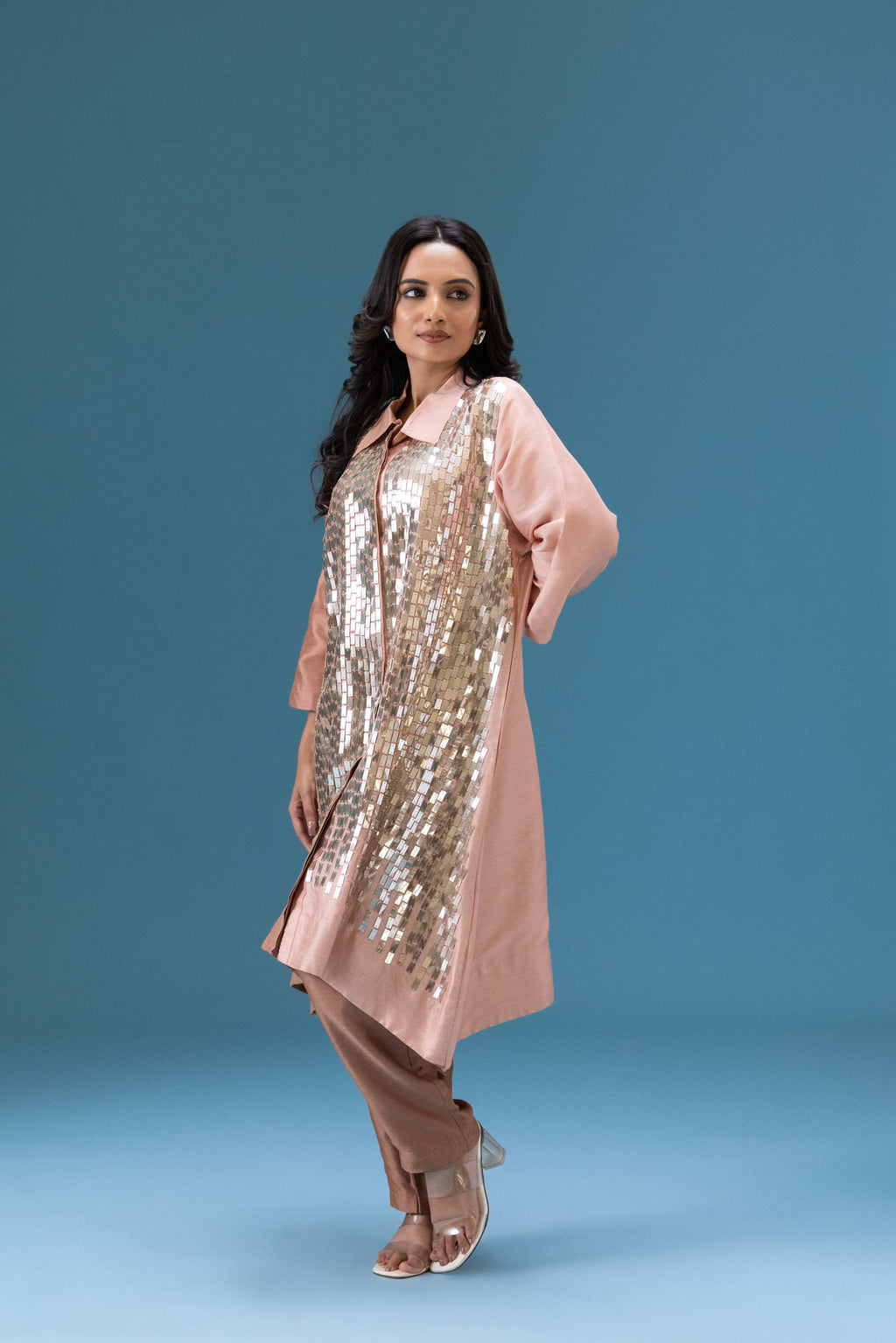 Rosé Sequin Embellished Co-ord Set
