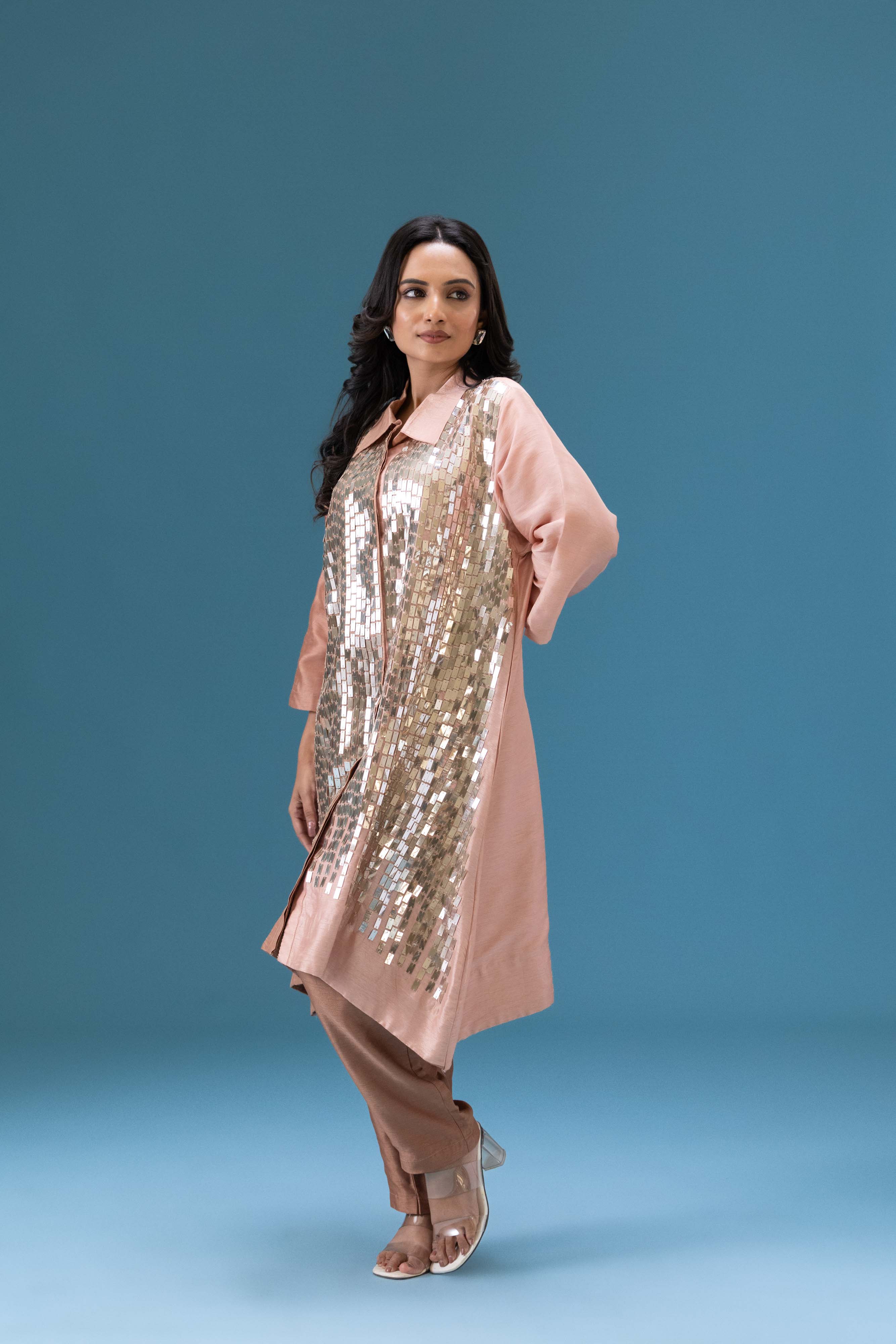 Rosé Sequin Embellished Co-ord Set