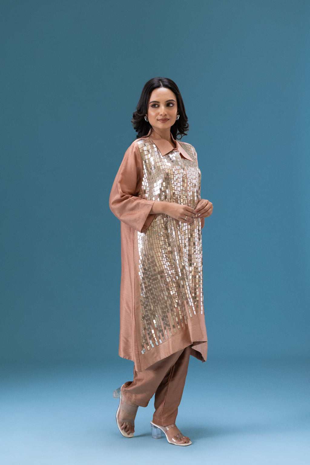 Rosé Sequin Embellished Co-ord Set