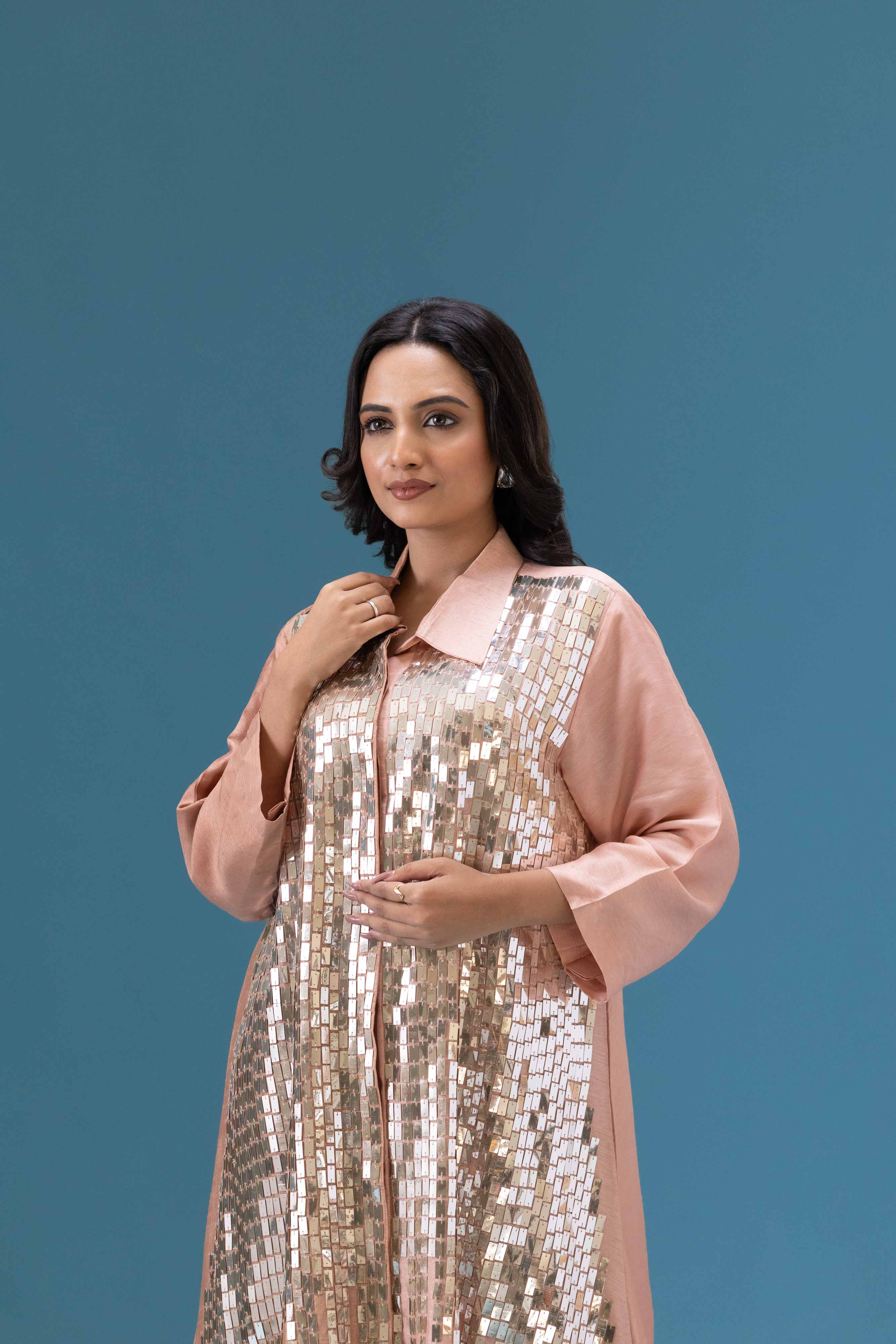 Rosé Sequin Embellished Co-ord Set