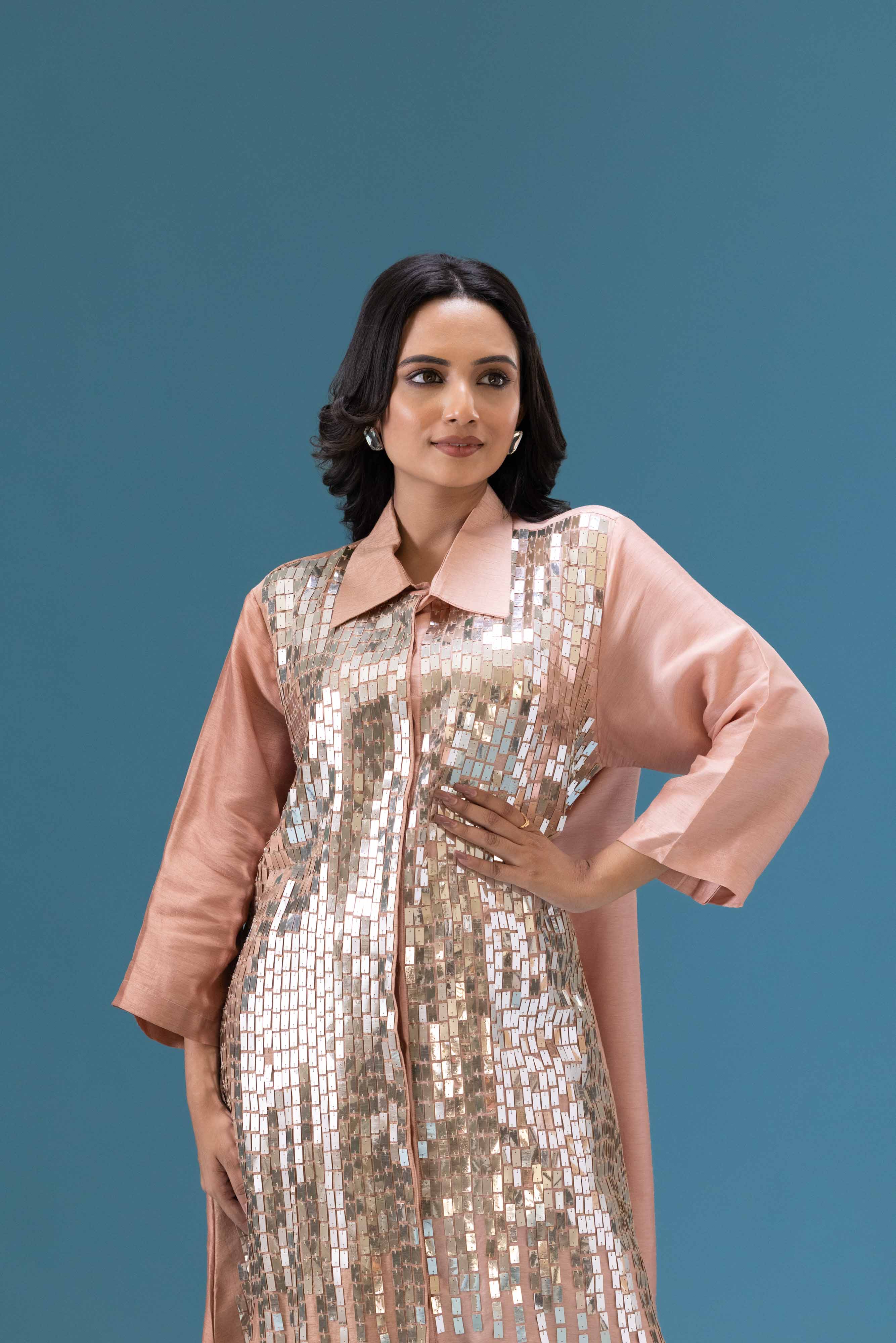 Rosé Sequin Embellished Co-ord Set