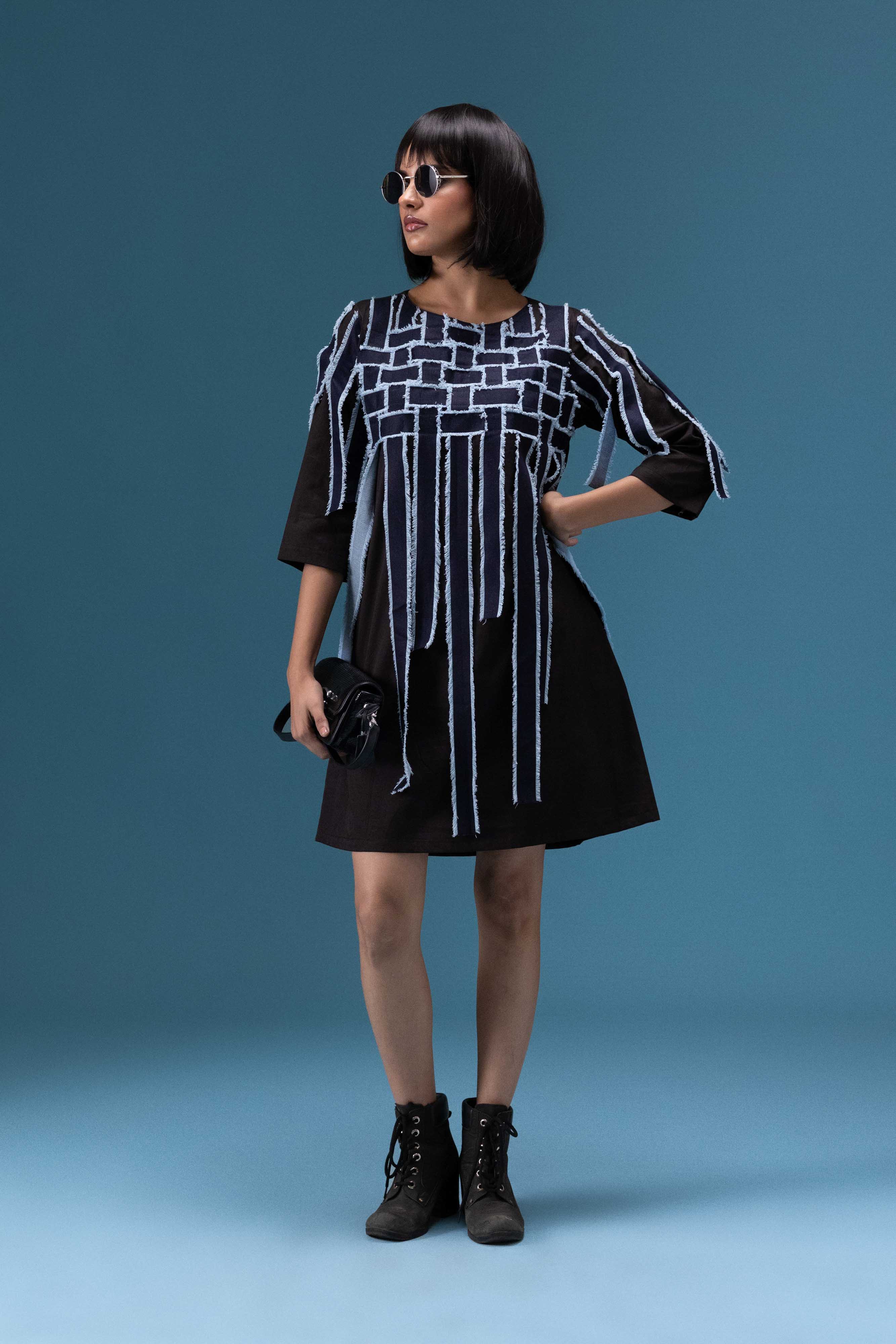 Black Fringe Detail Dress