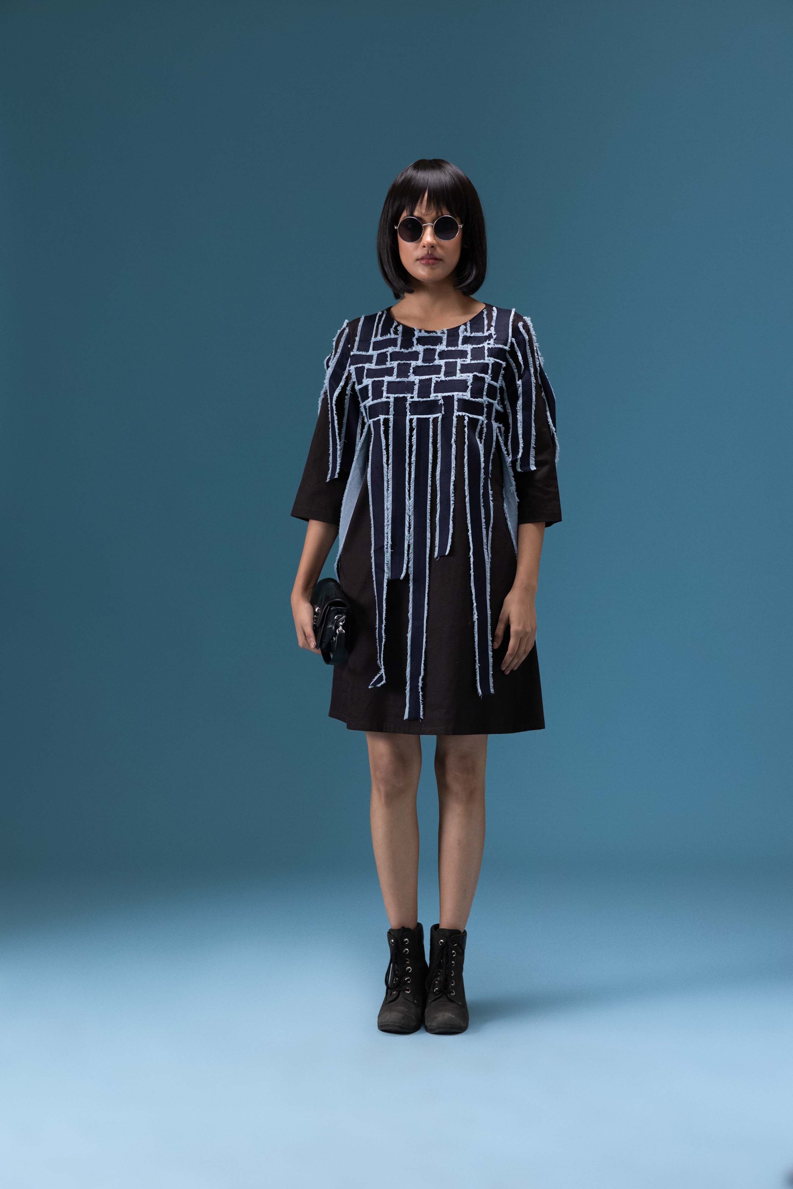 Black Fringe Detail Dress