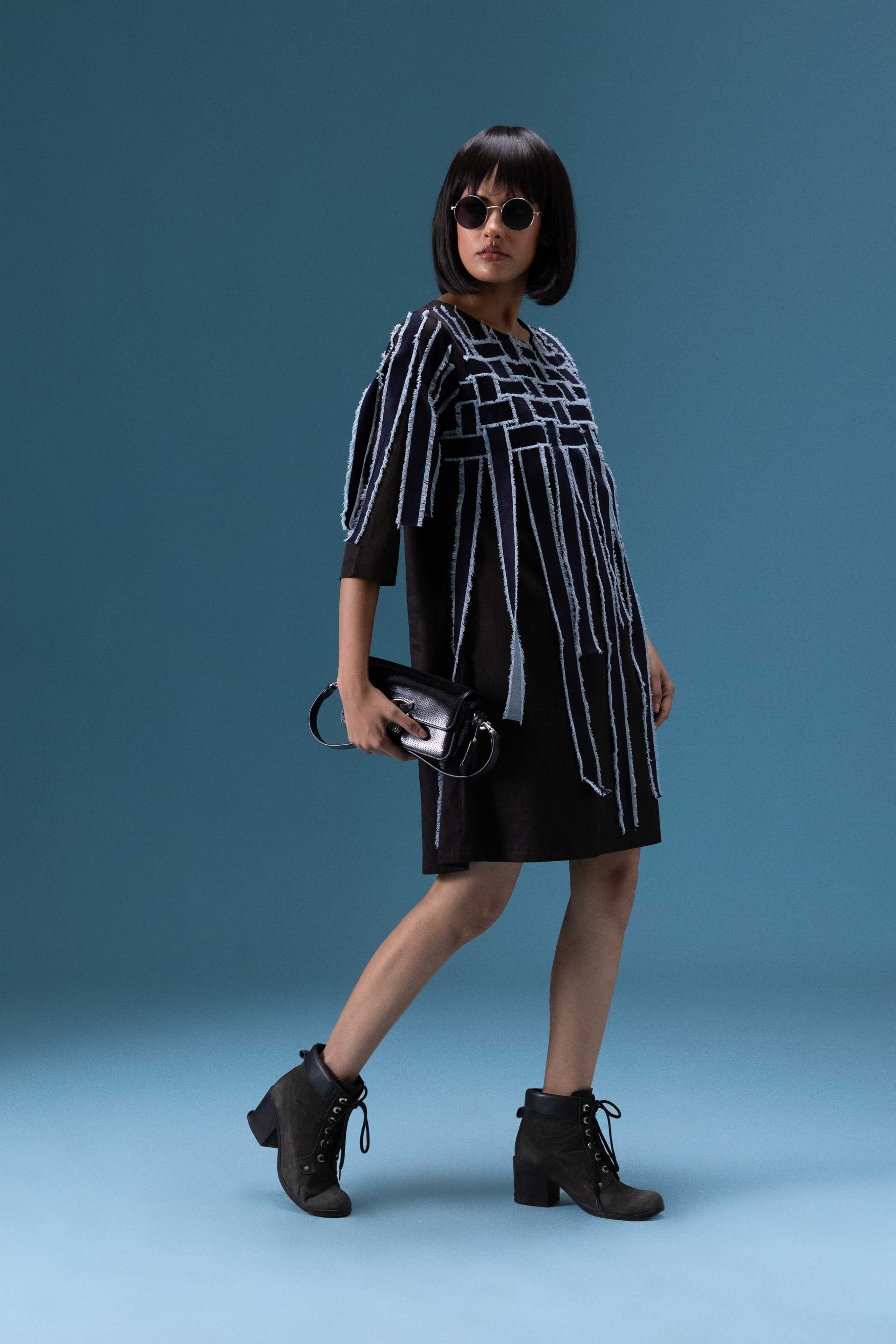 Black Fringe Detail Dress