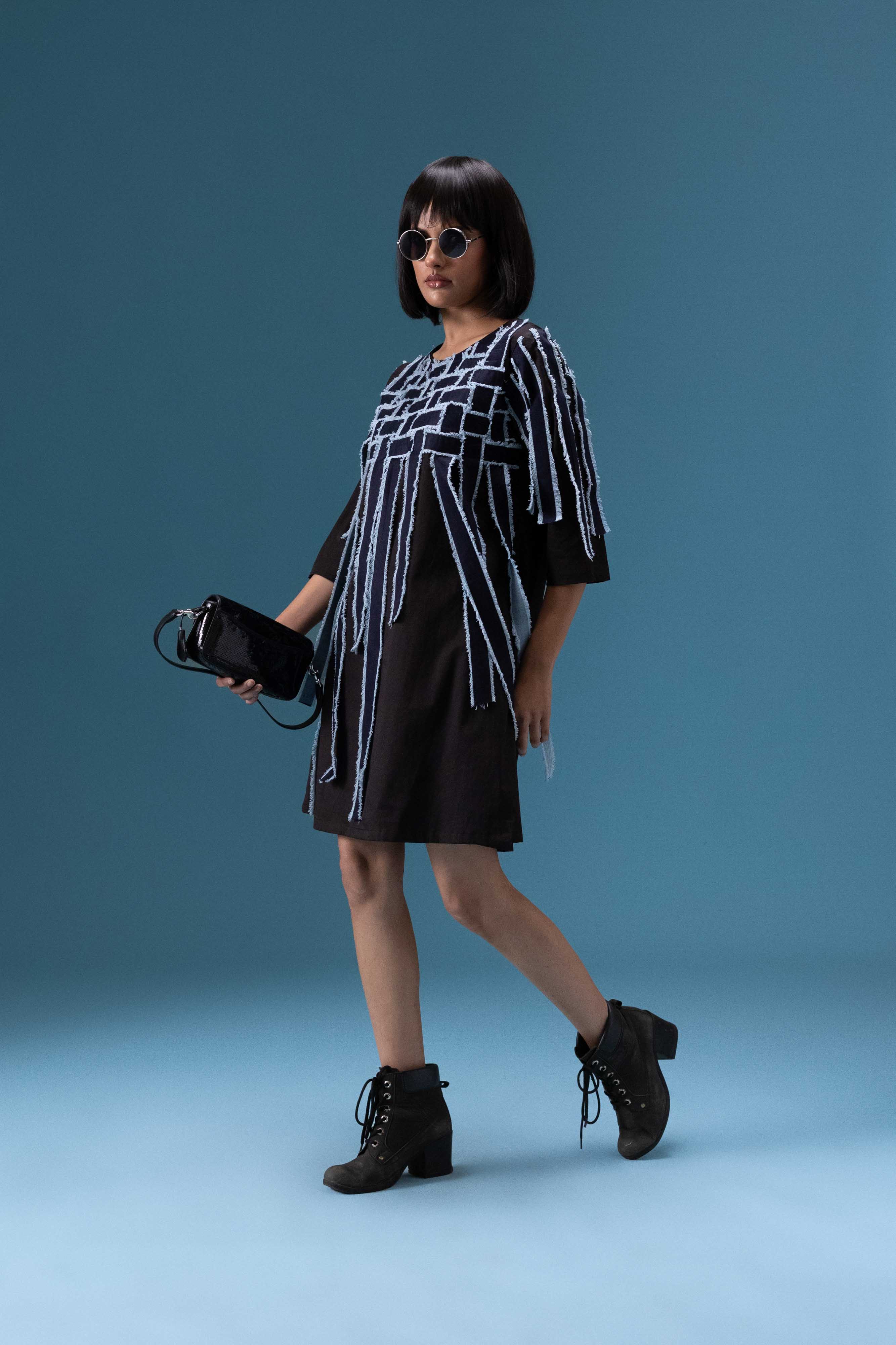 Black Fringe Detail Dress