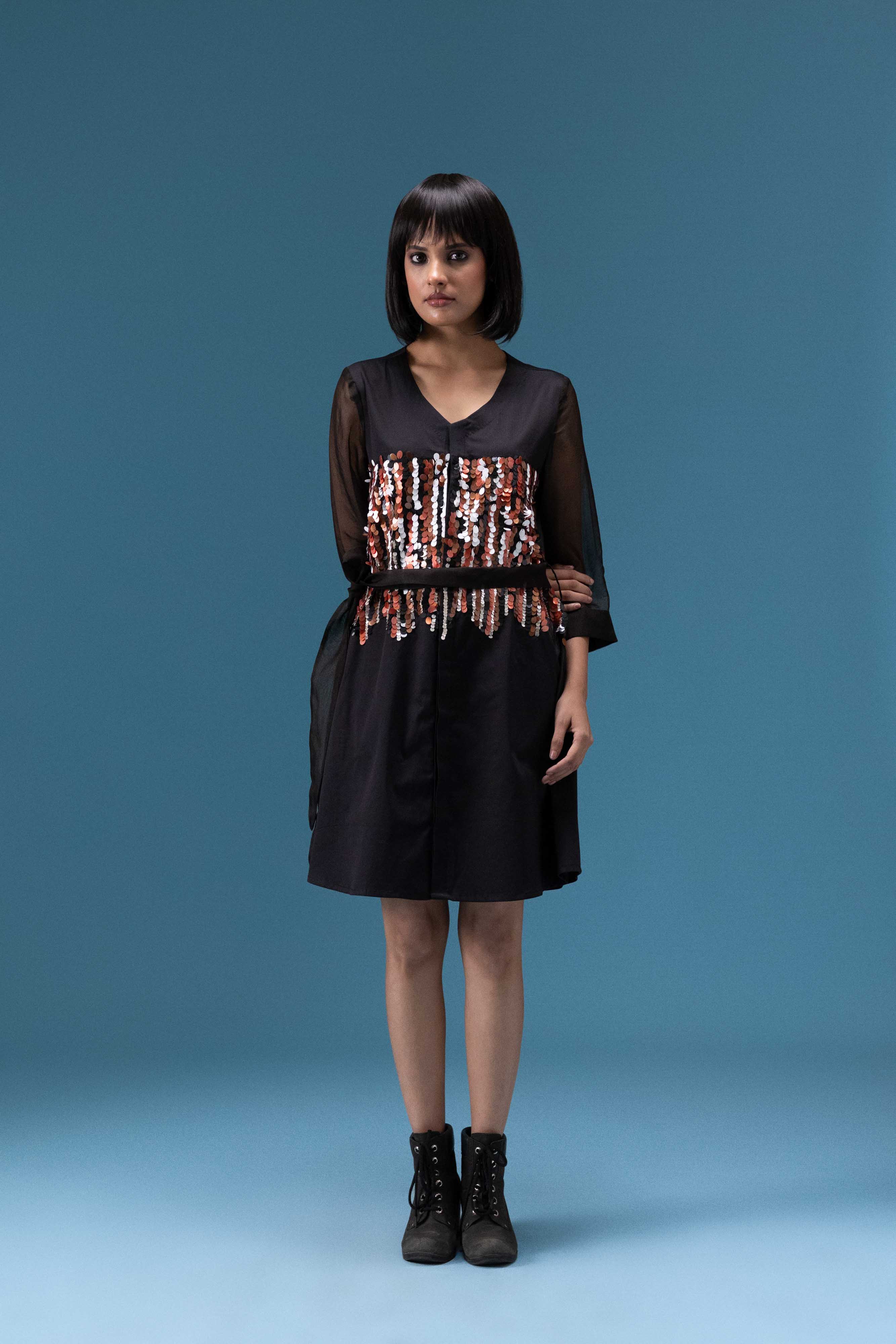 Black Sequin Detail Dress