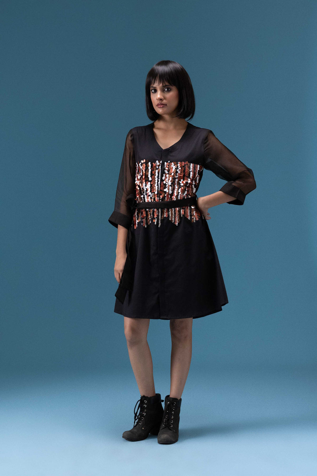 Black Sequin Detail Dress