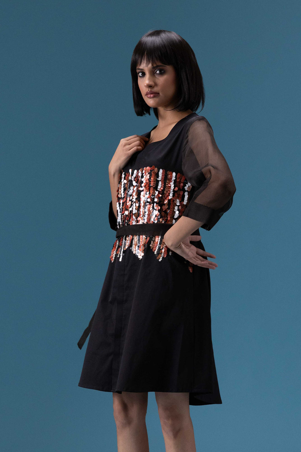 Black Sequin Detail Dress