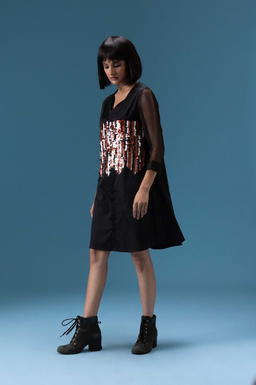 Black Sequin Detail Dress