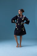 Navy Denim Appliqué Dress