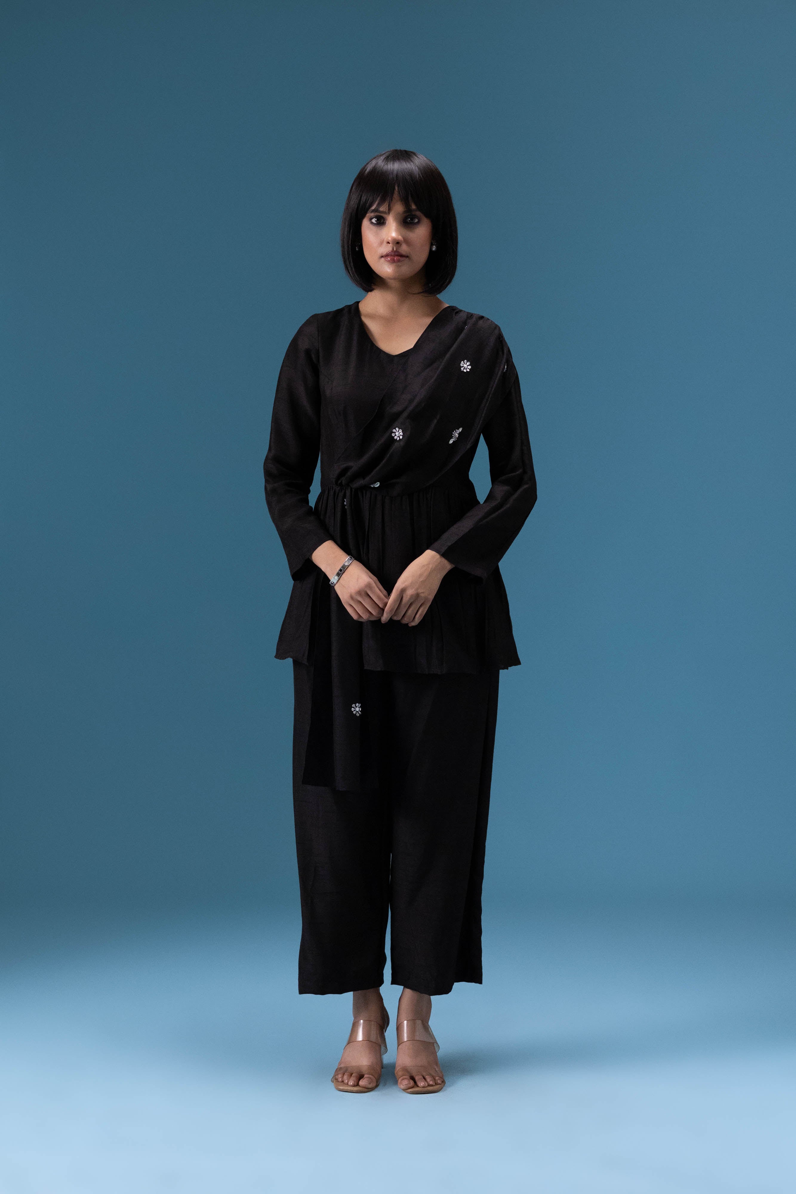 Black Draped Co-ord Set