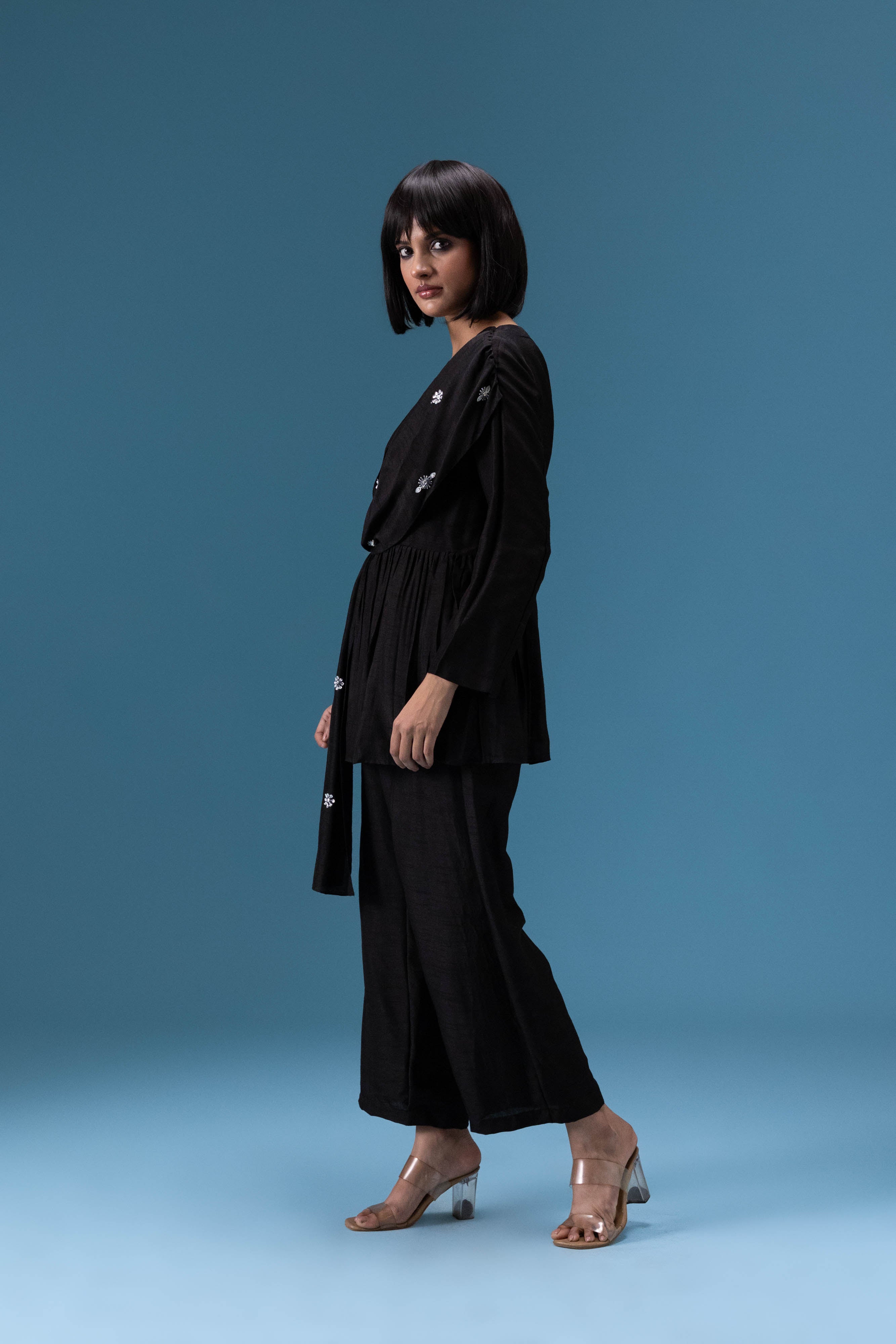 Black Draped Co-ord Set