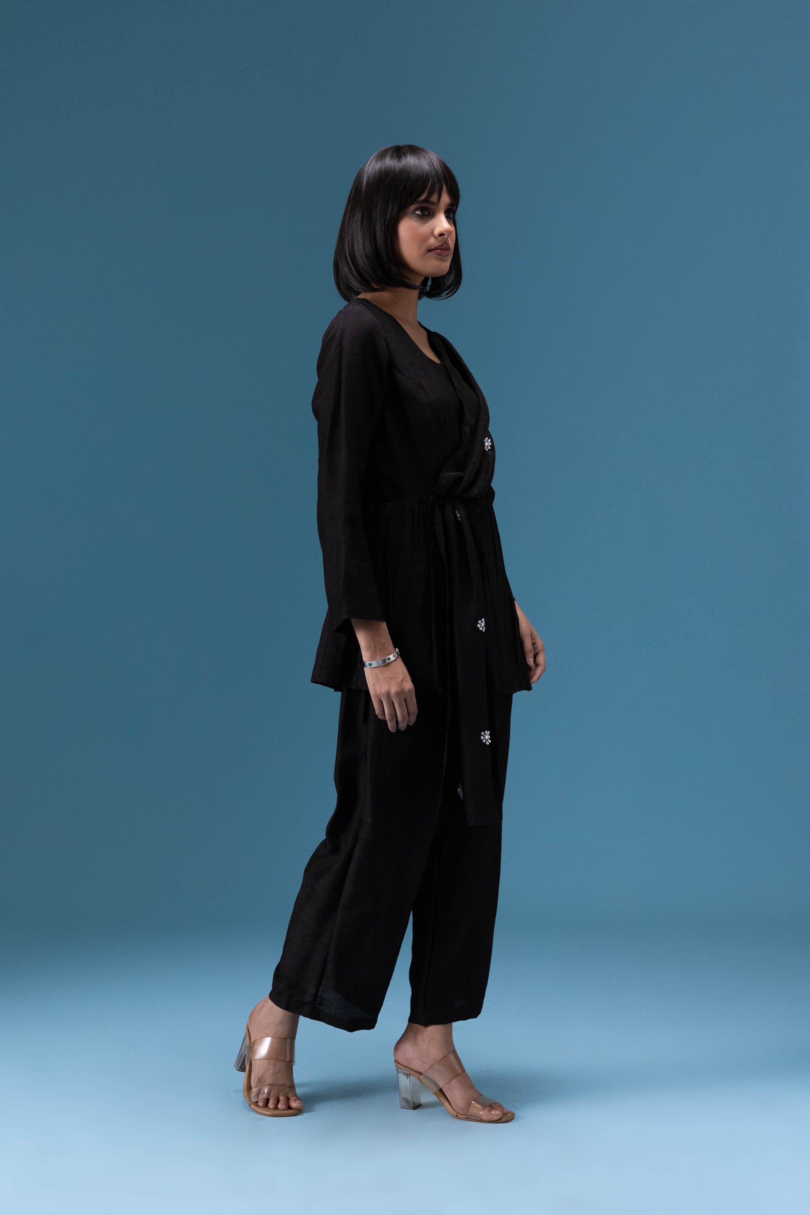 Black Draped Co-ord Set