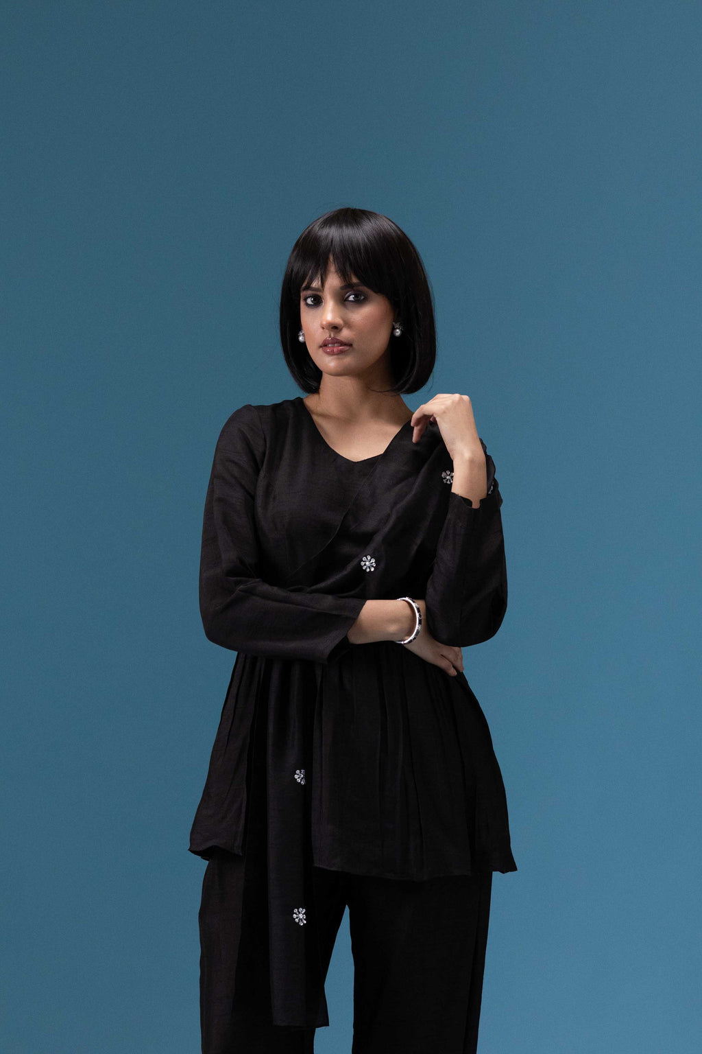 Black Draped Co-ord Set
