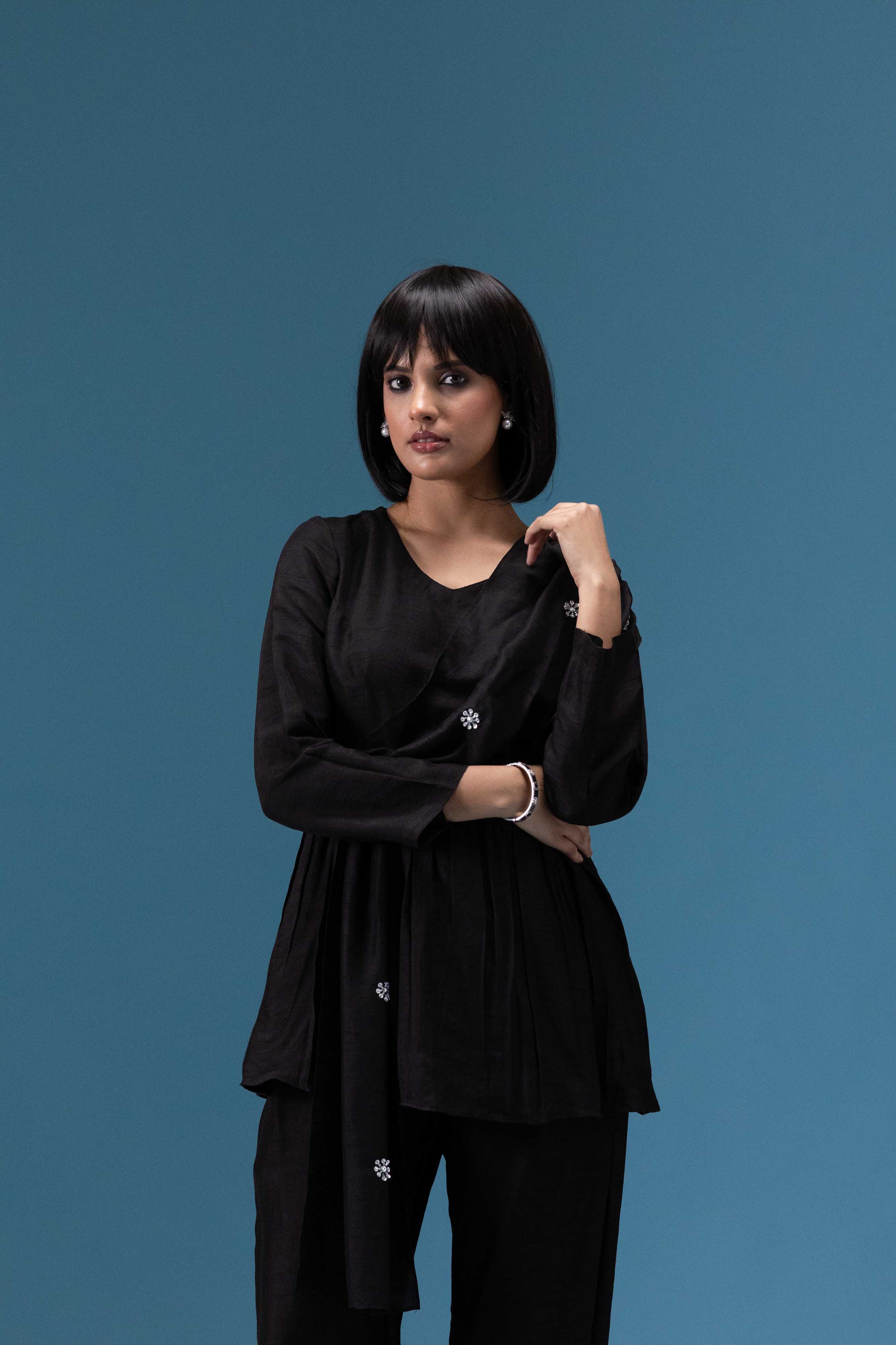 Black Draped Co-ord Set