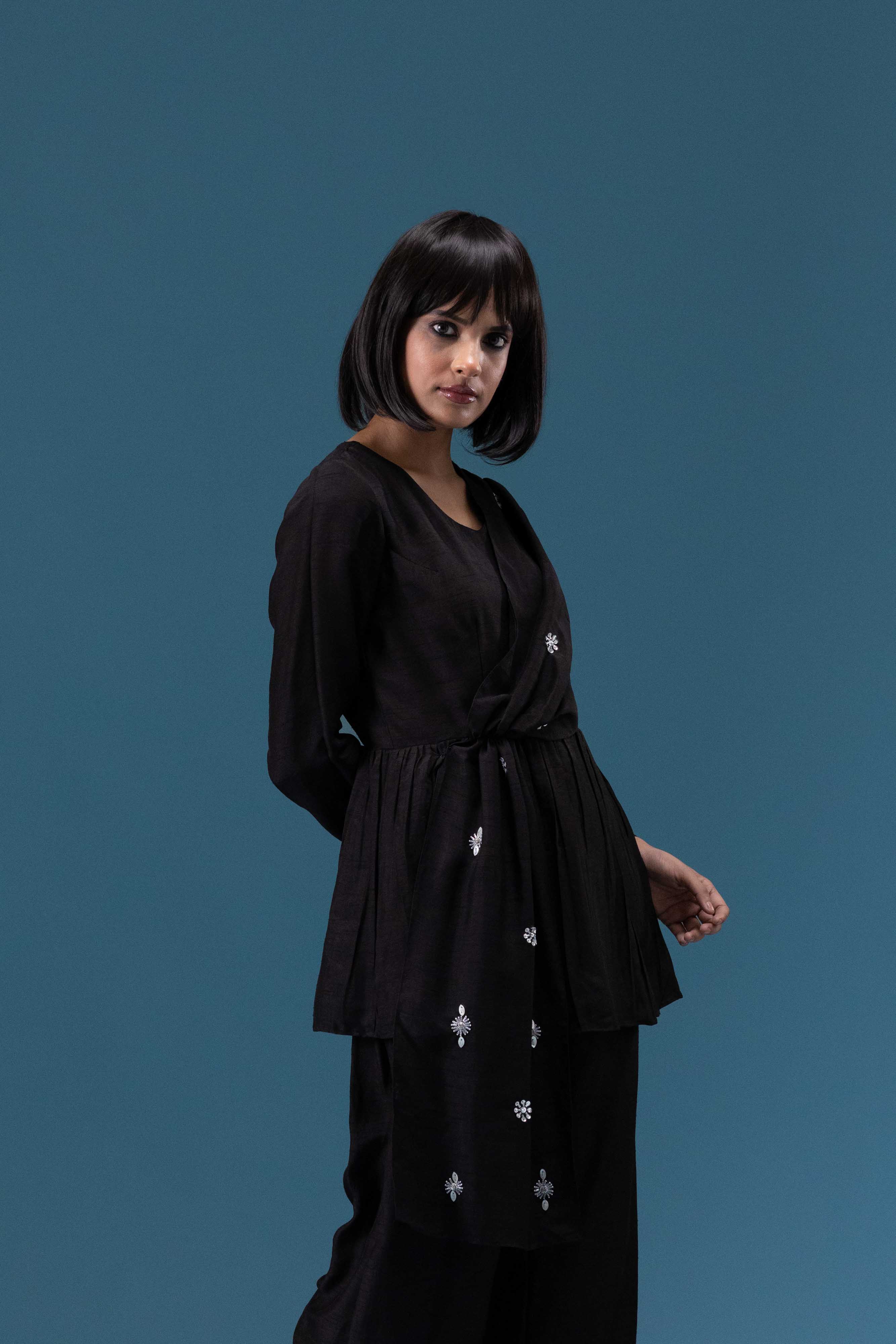 Black Draped Co-ord Set
