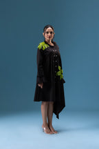 Black Leaf Embellished Midi Dress