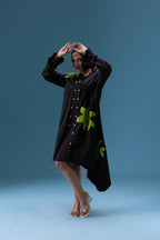 Black Leaf Embellished Midi Dress