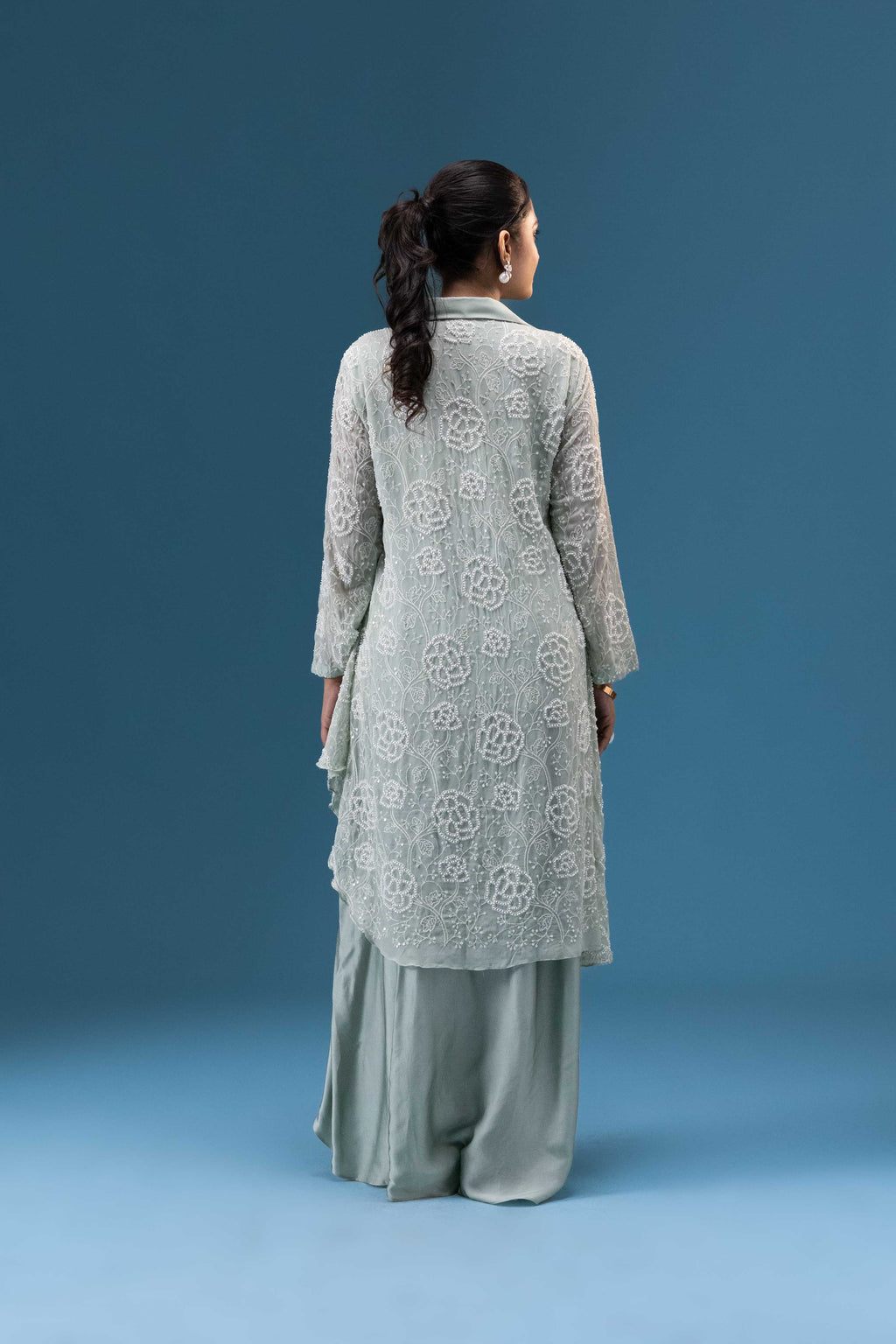 Sage Mist Drape Skirt Set