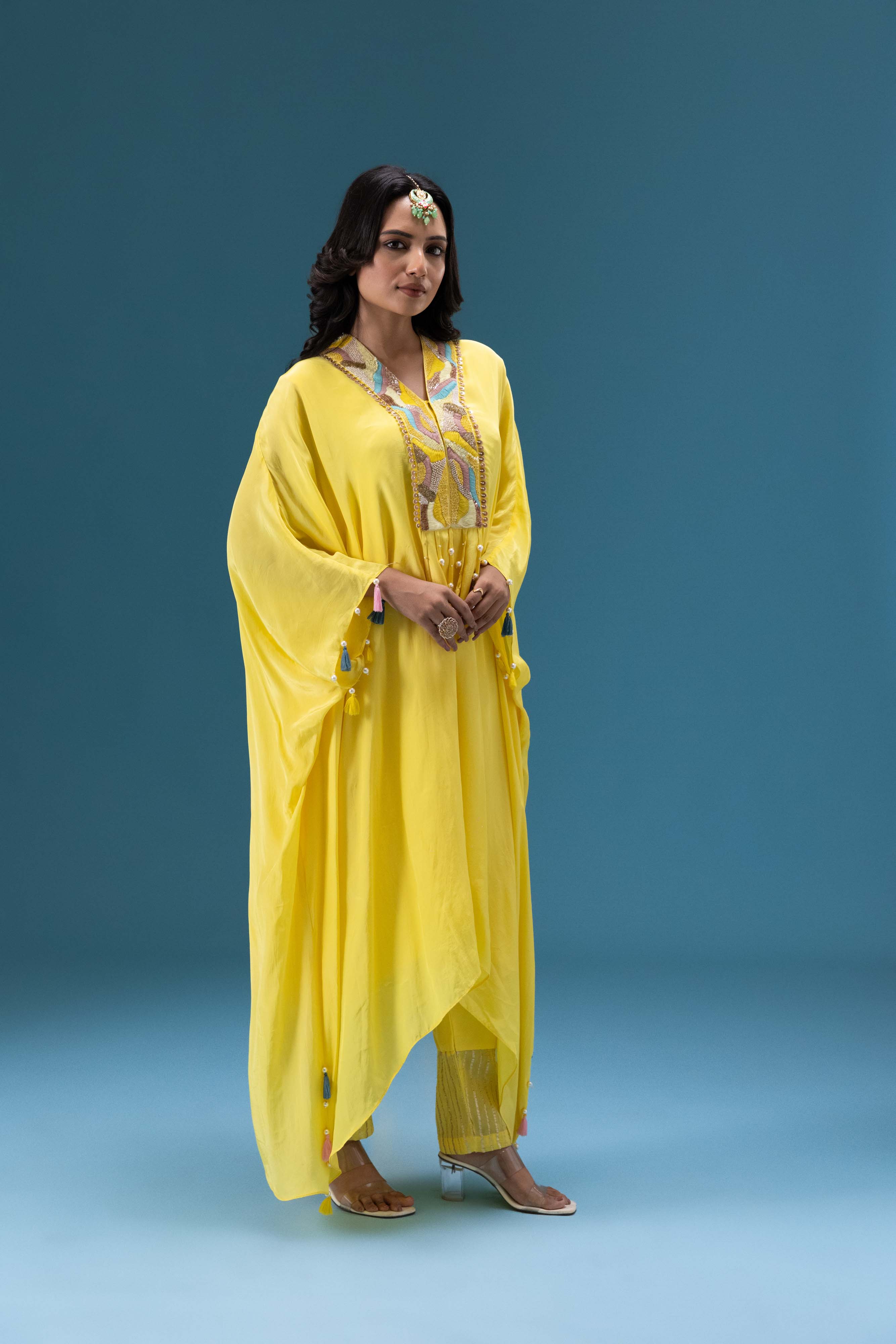 Aafreen Lemon Kaftan Set
