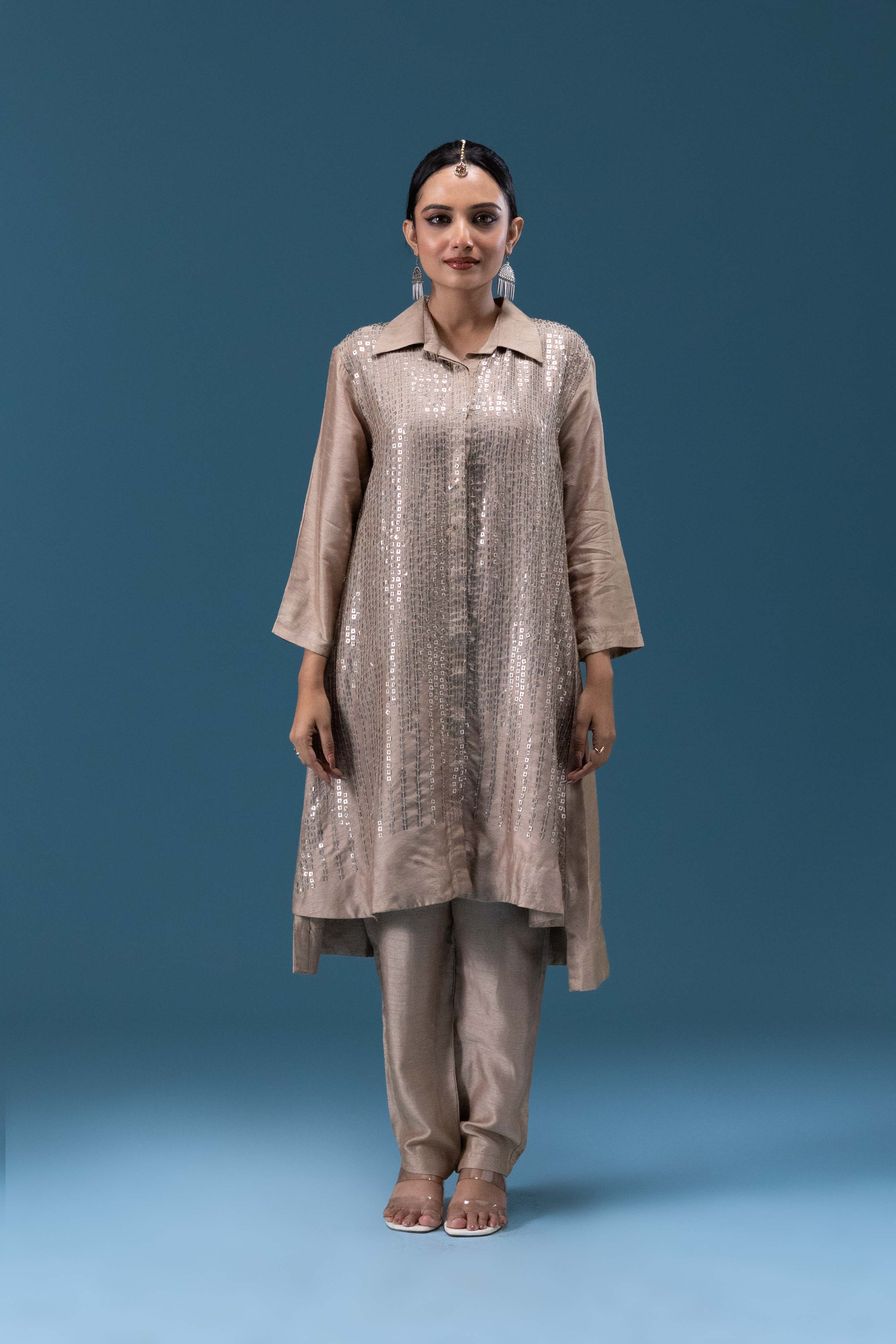 Aarna Champagne Sequin Co-ord Set