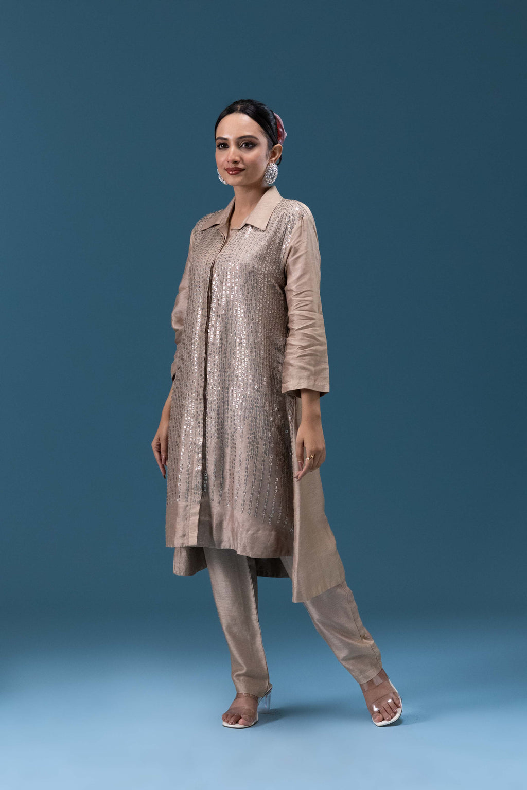 Aarna Champagne Sequin Co-ord Set