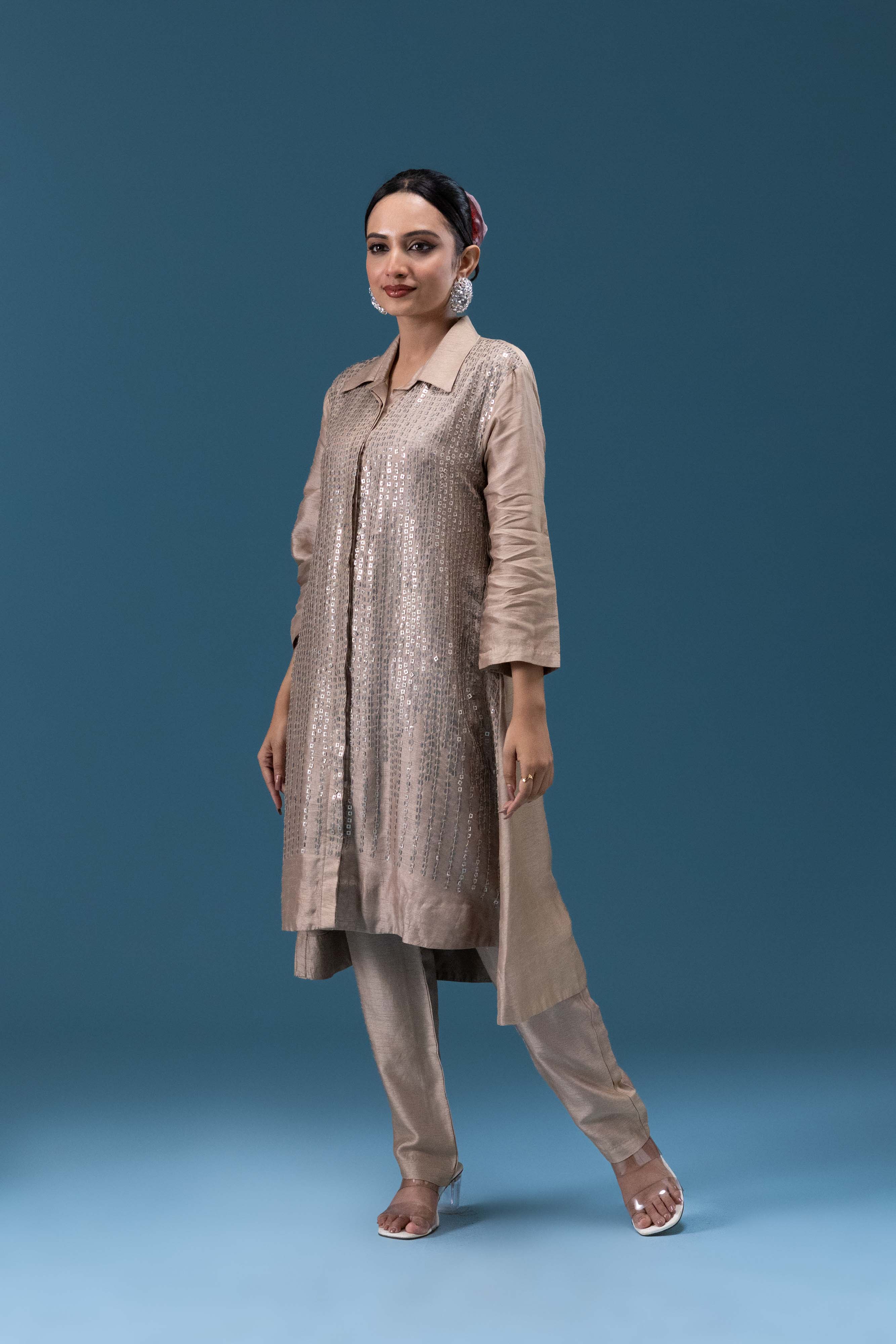 Aarna Champagne Sequin Co-ord Set