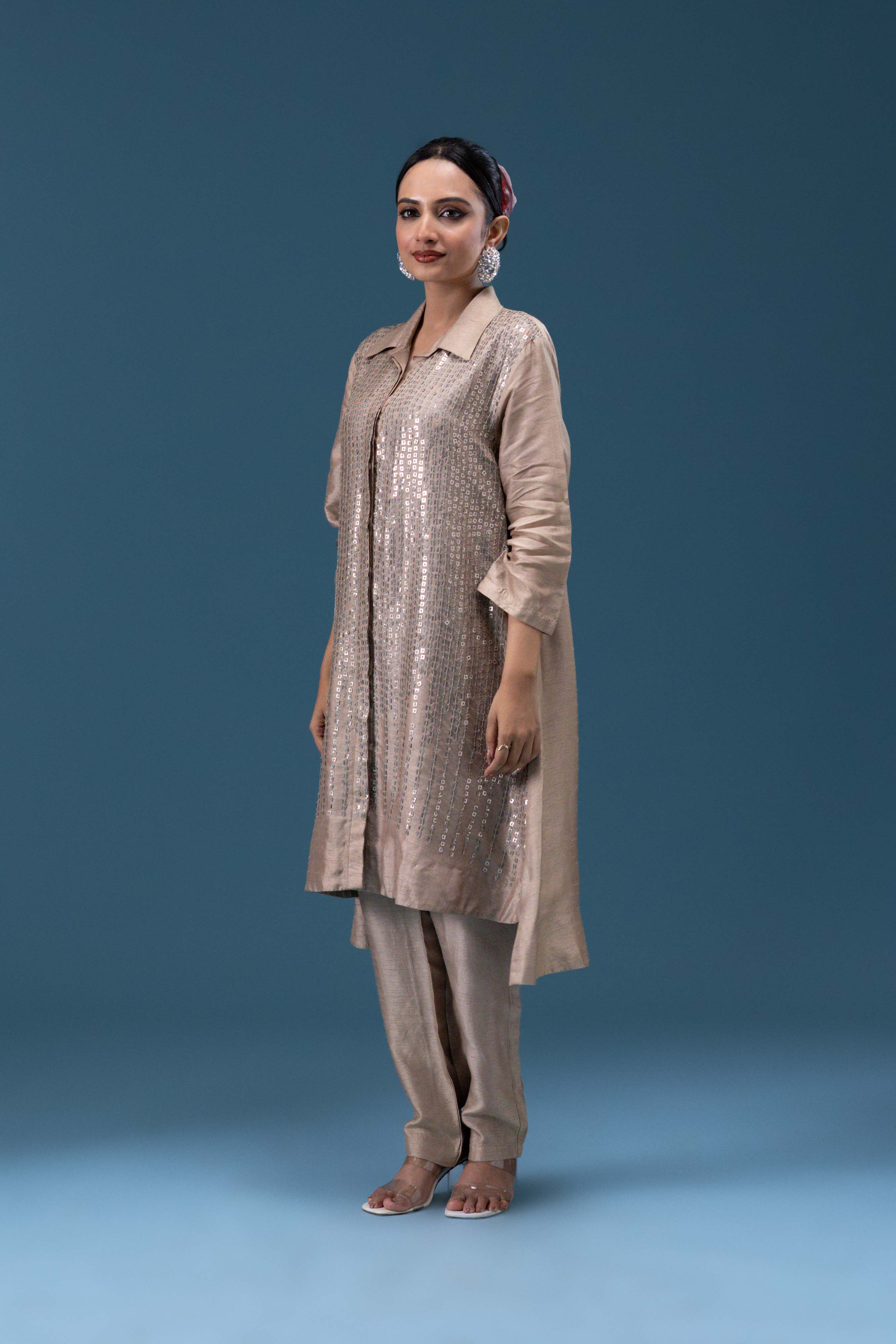 Aarna Champagne Sequin Co-ord Set