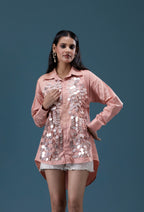 Blush Sequin Panel Shirt