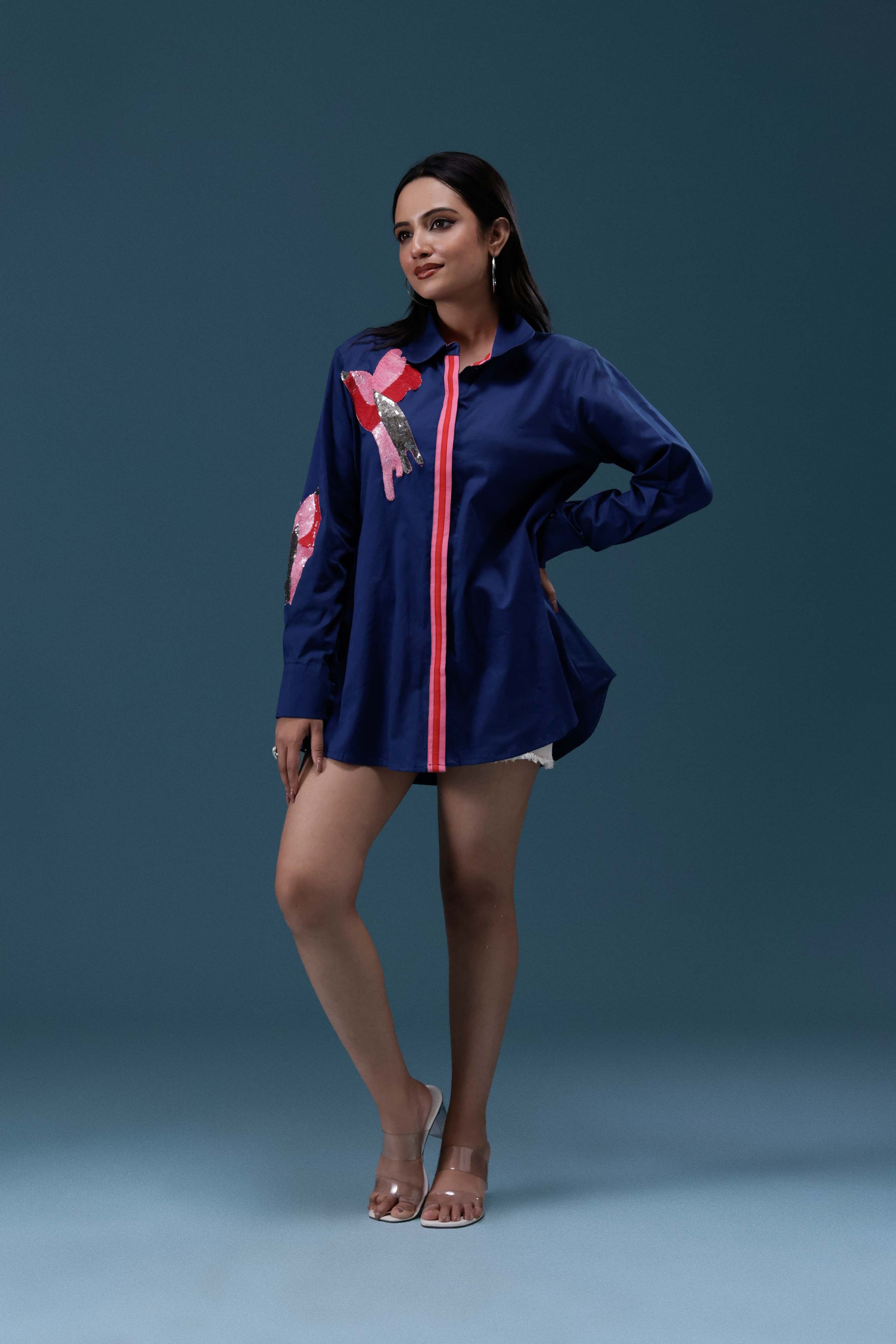 Bird Sequin Patch Shirt