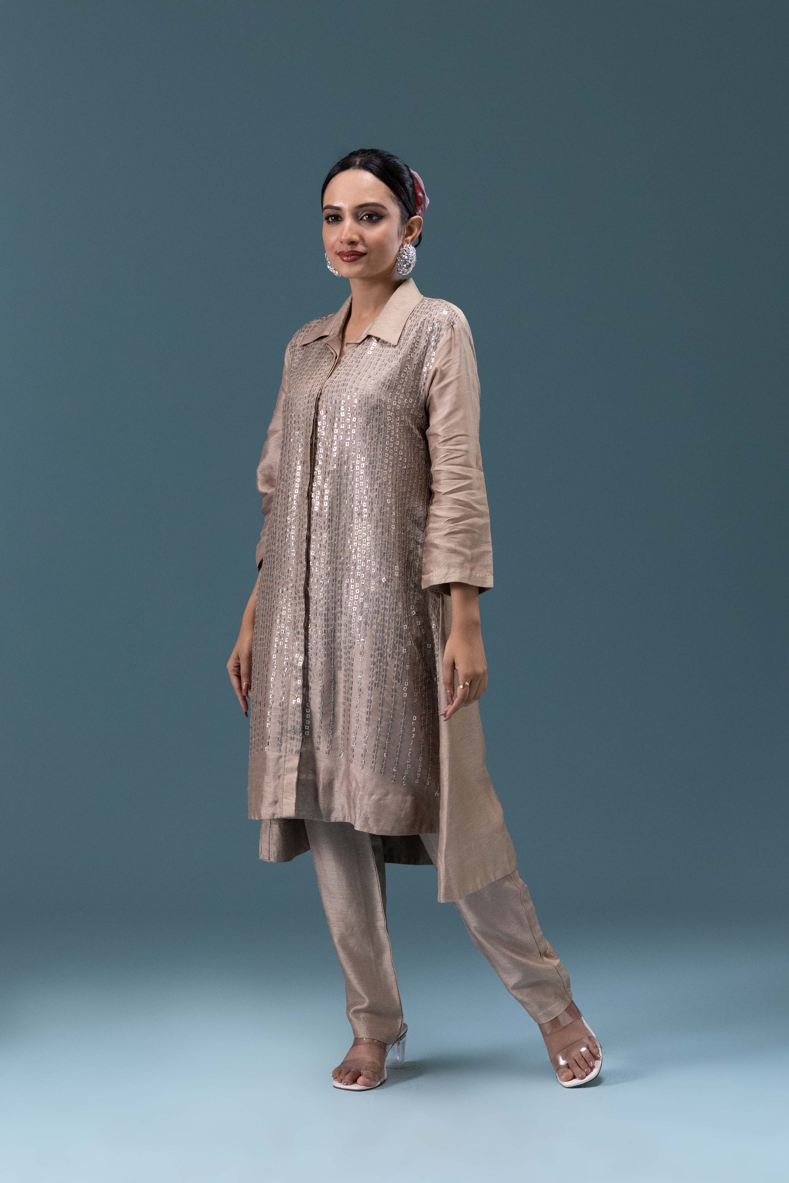 Aarna Champagne Sequin Co-ord Set