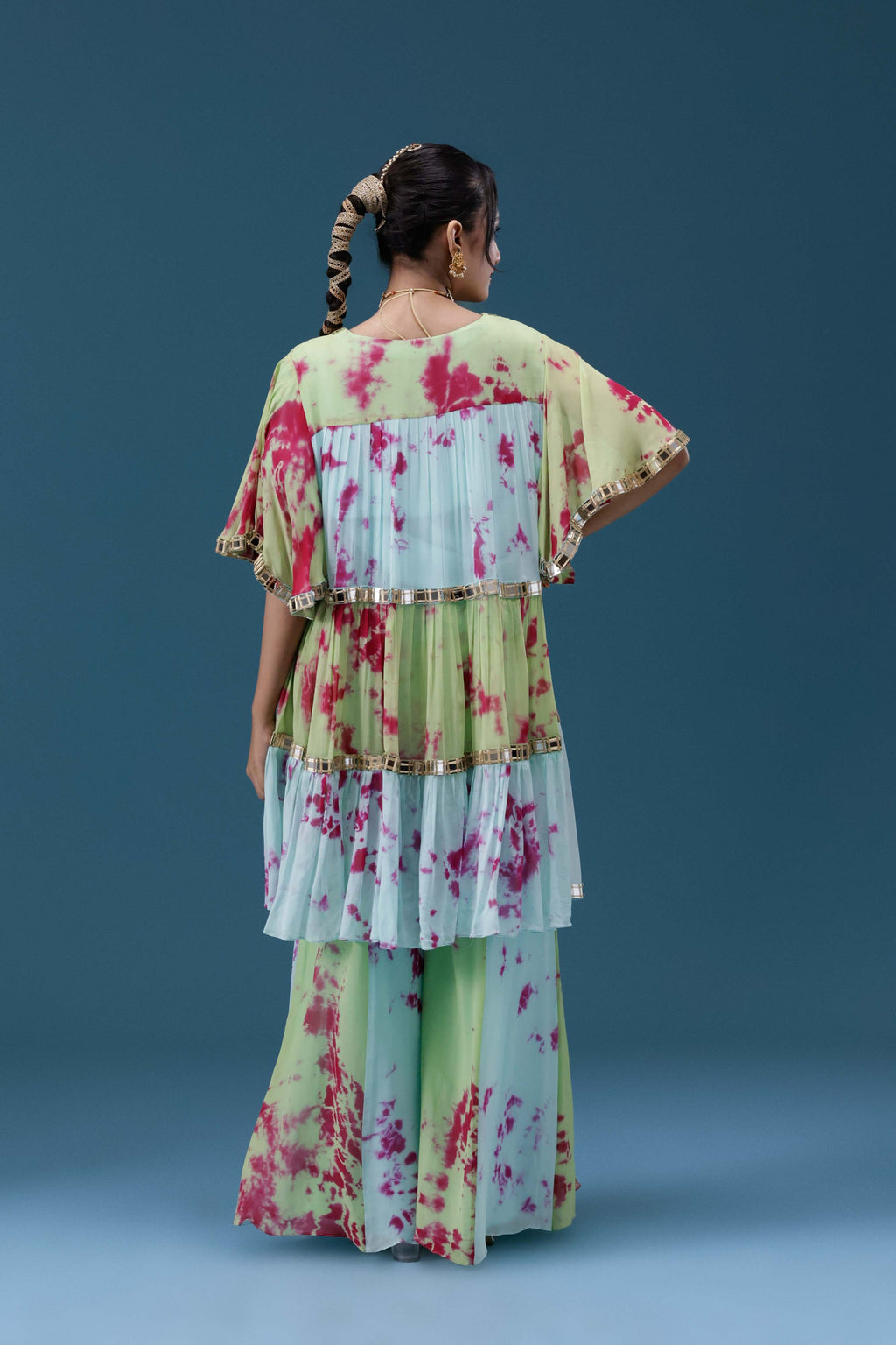 Rangrez Pastel Tie-Dye Tiered Set