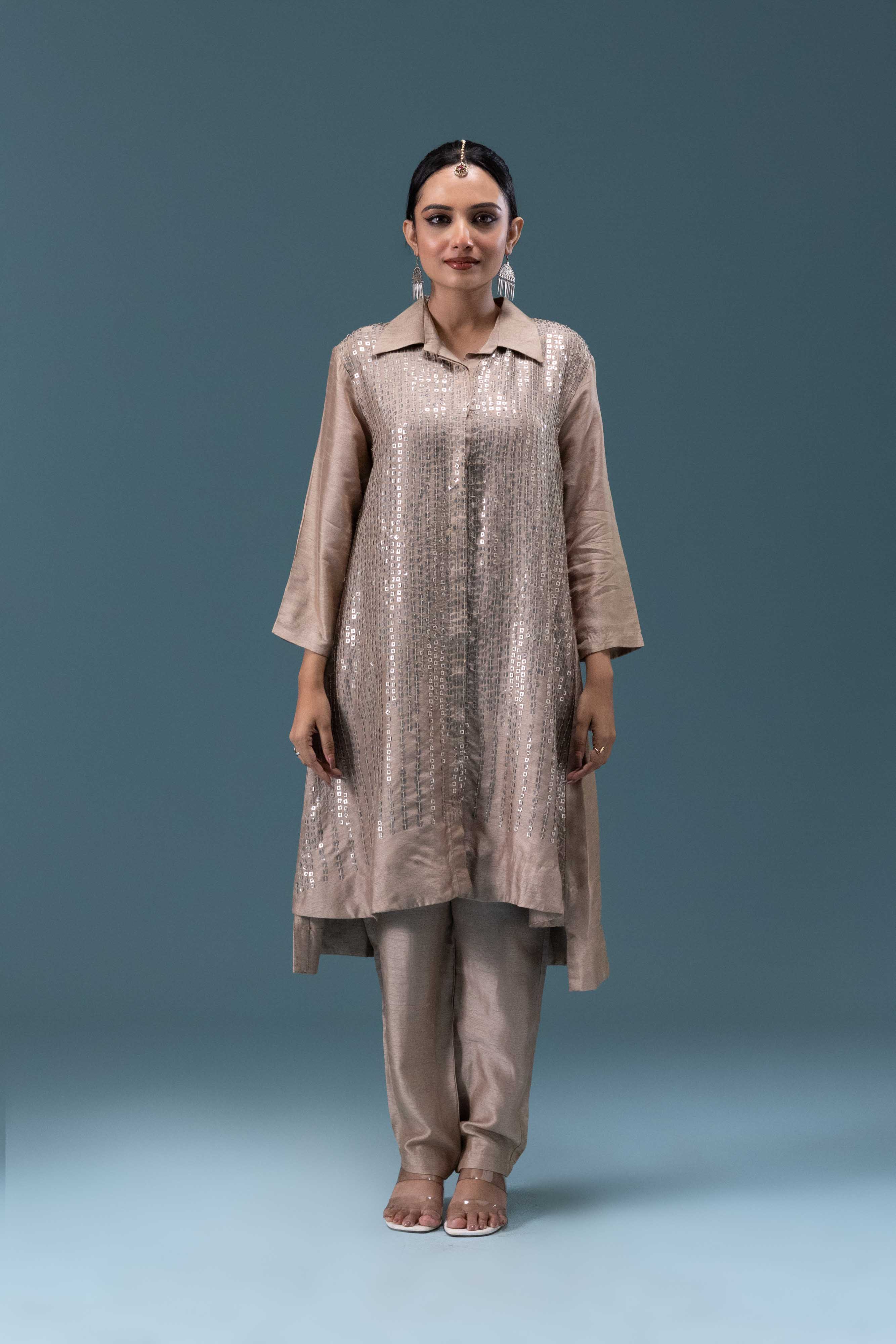 Aarna Champagne Sequin Co-ord Set