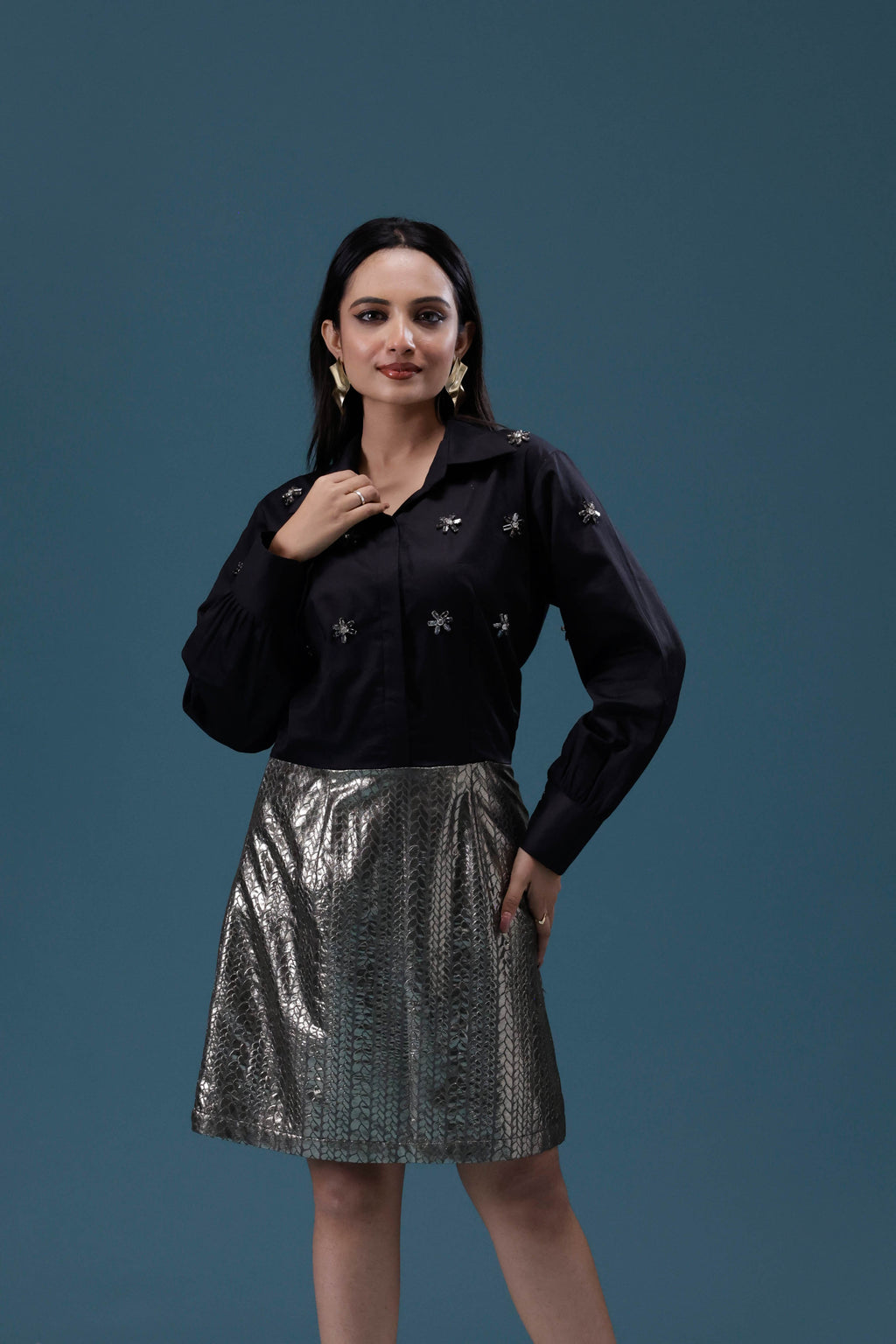 Black & Silver Embellished Dress
