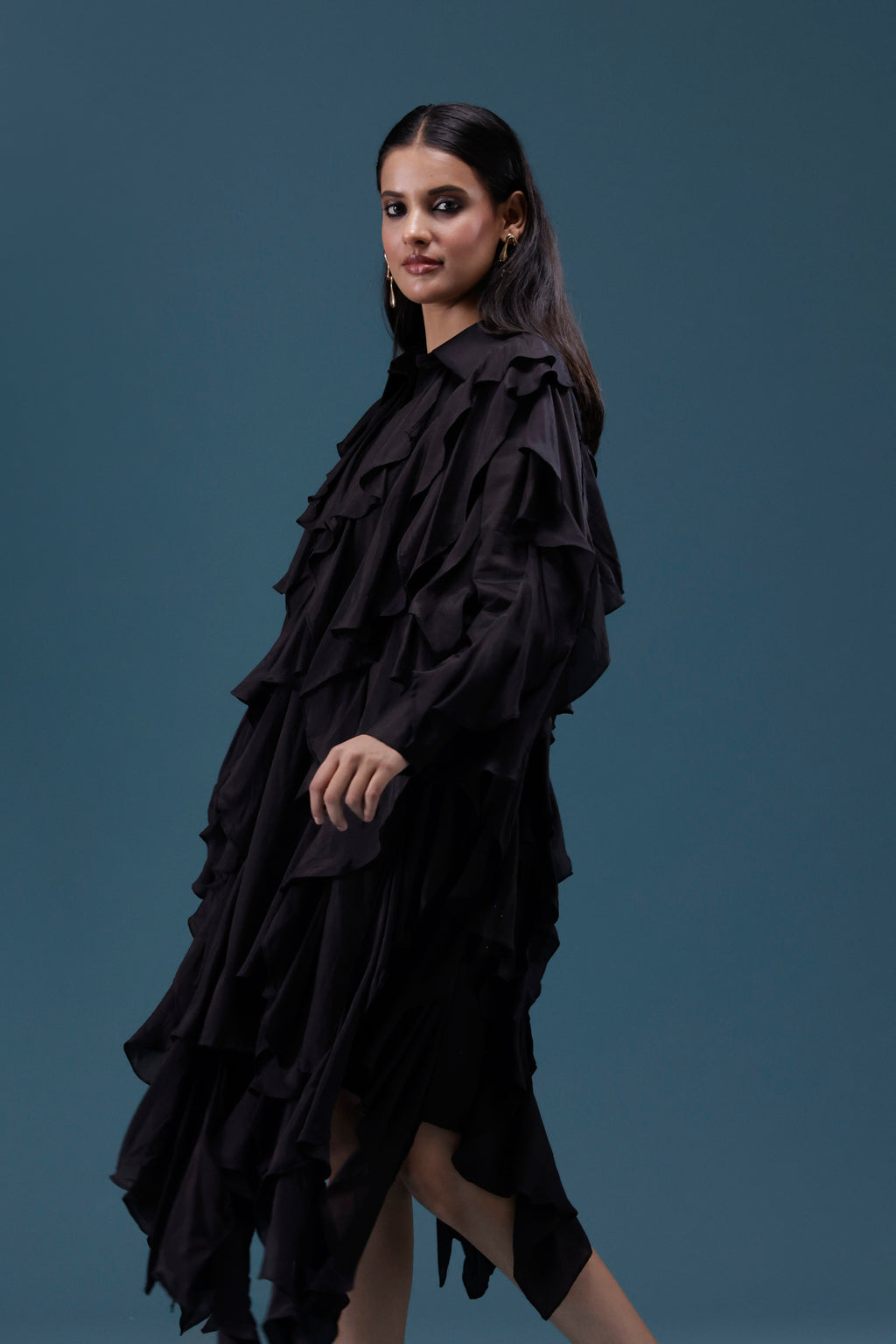 Black Ruffle Statement Dress