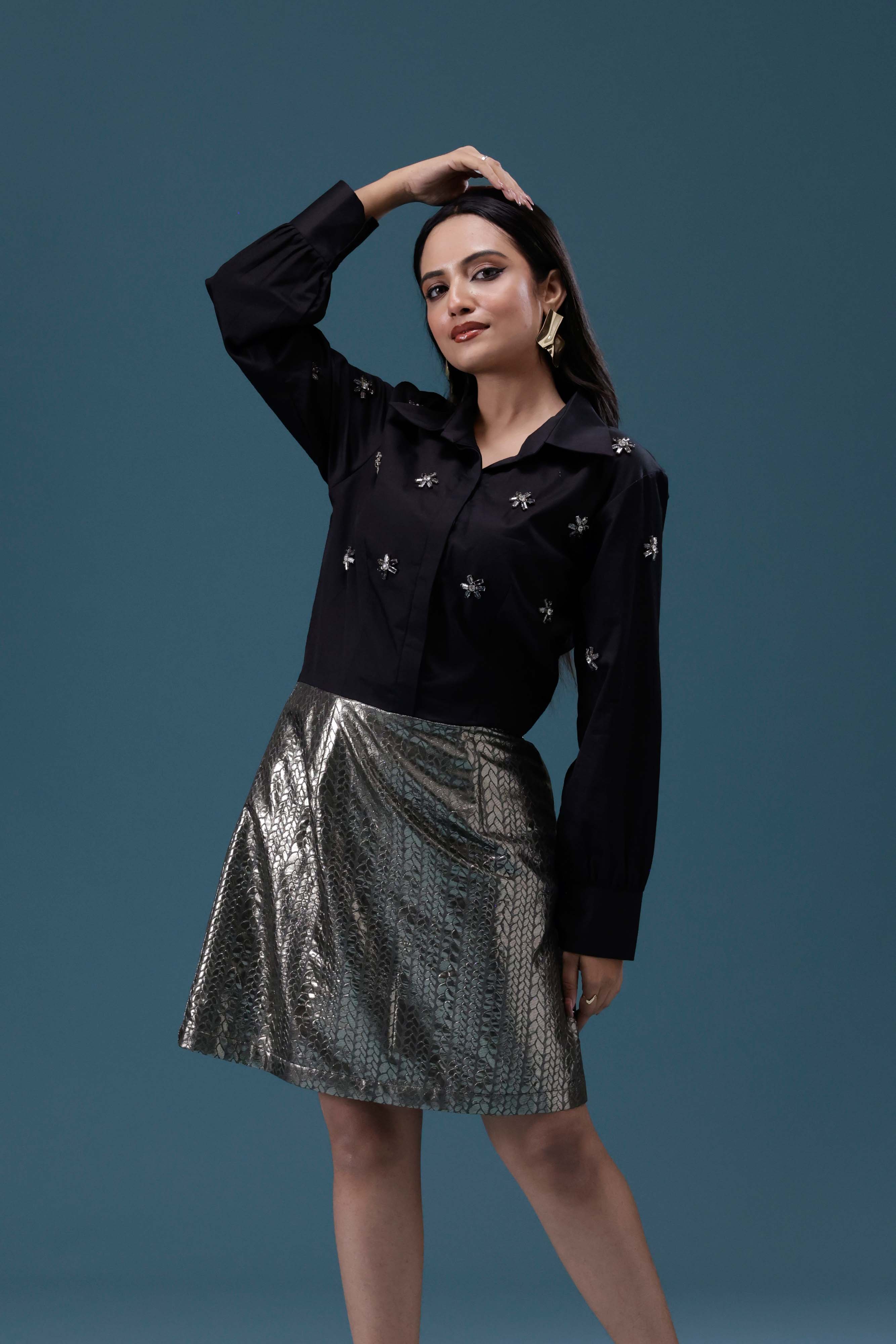 Black & Silver Embellished Dress