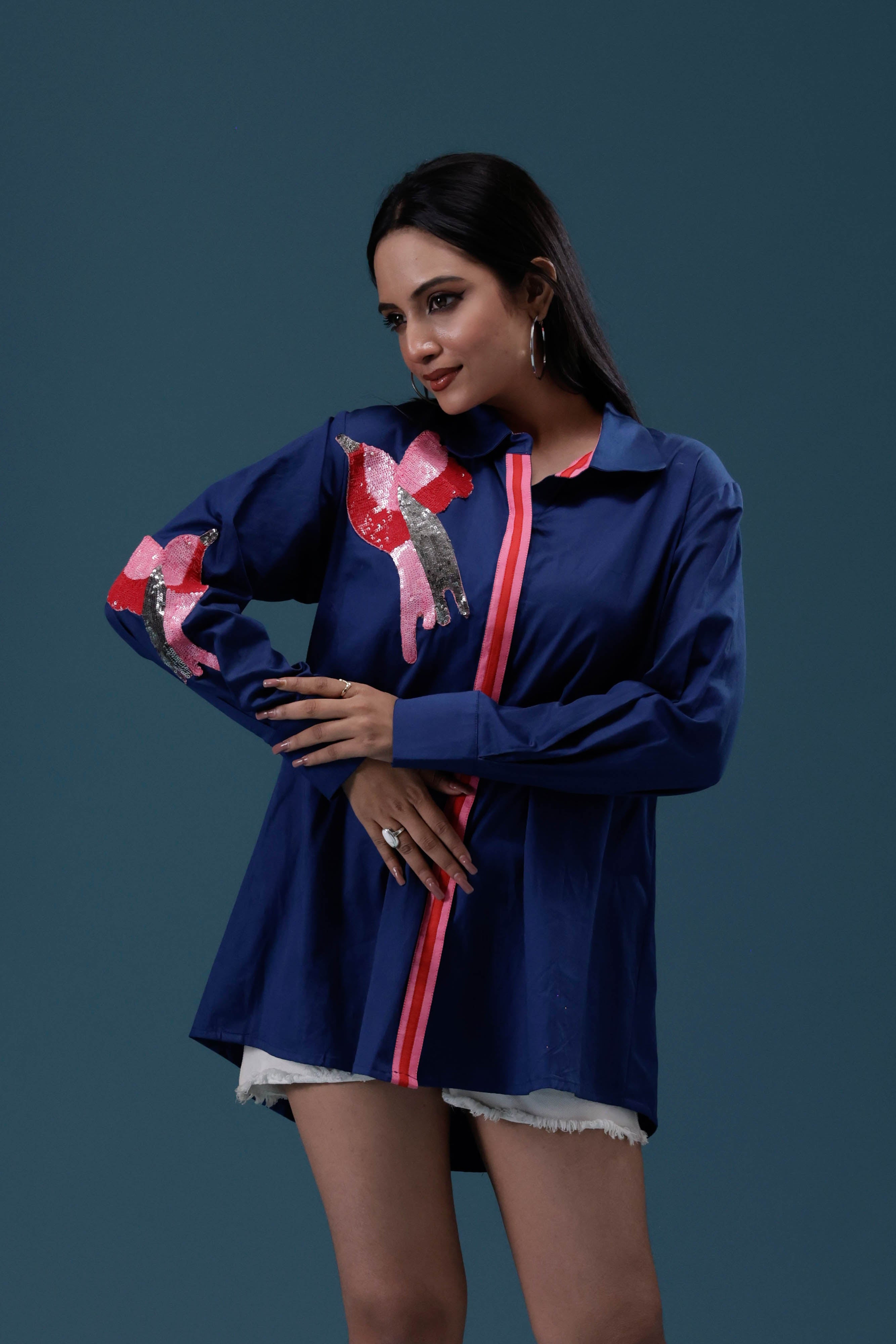 Bird Sequin Patch Shirt