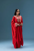 Zehra Crimson Kaftan & Dhoti Skirt Set