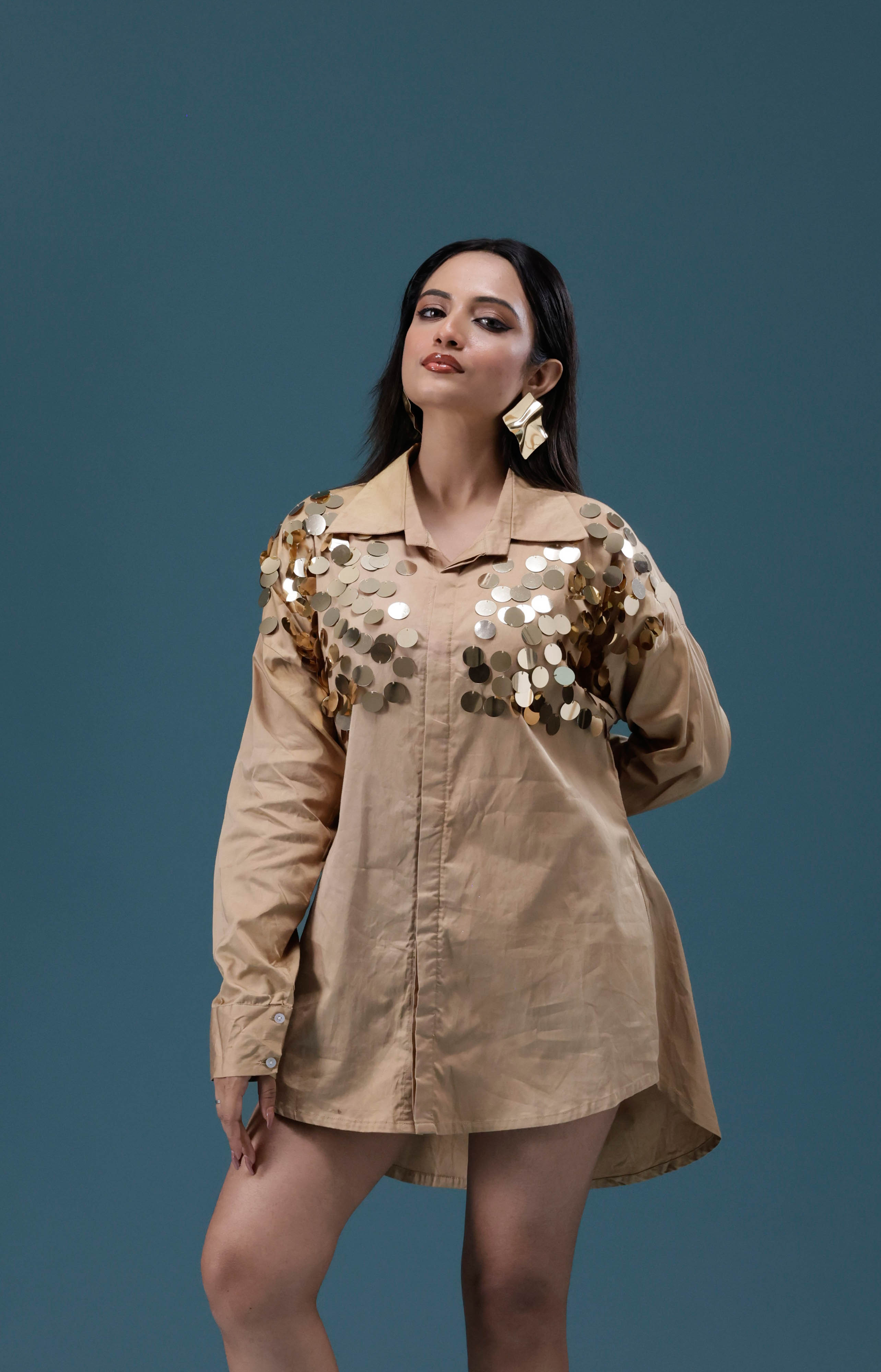 Gold Sequin Patch Shirt