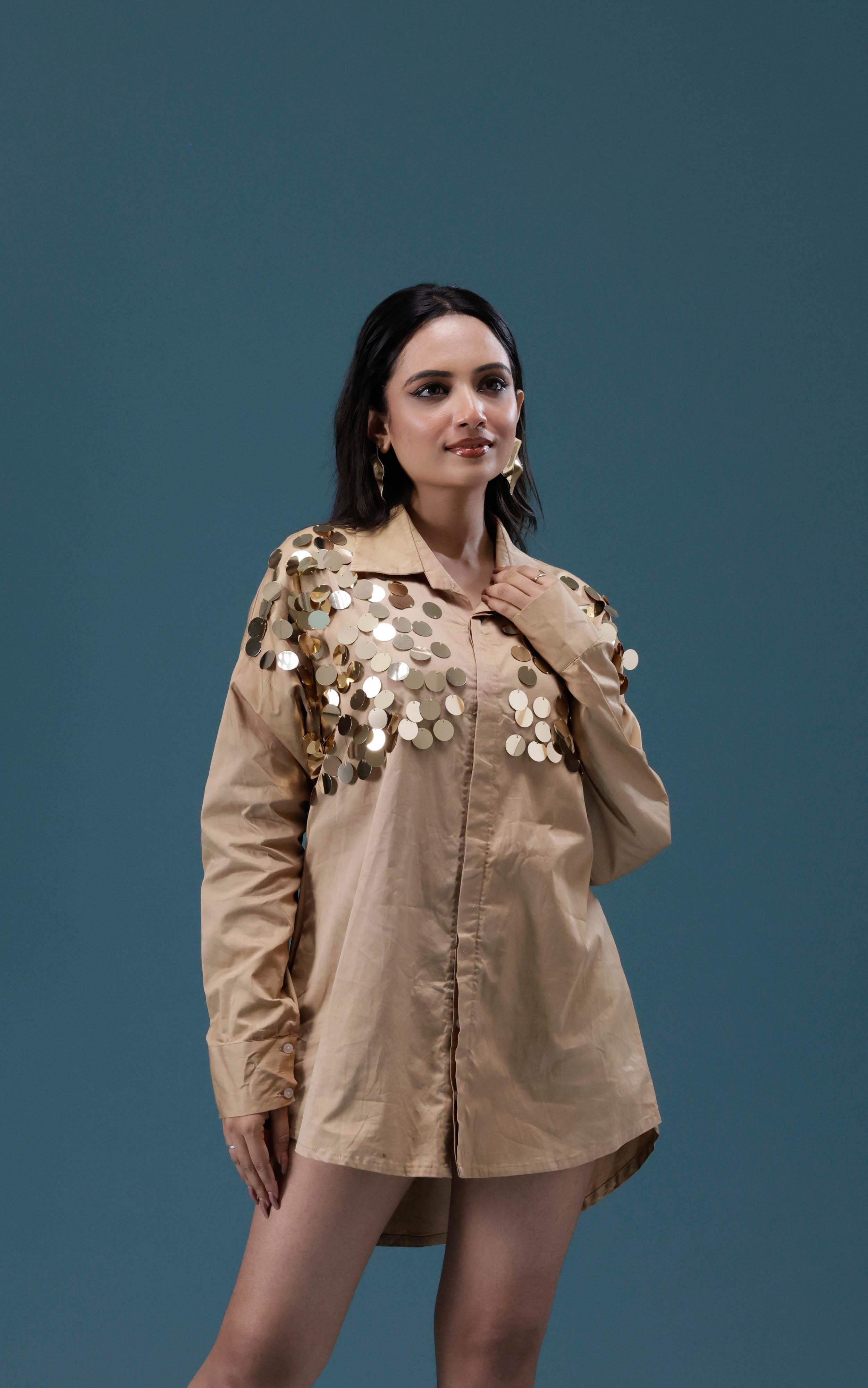 Gold Sequin Patch Shirt