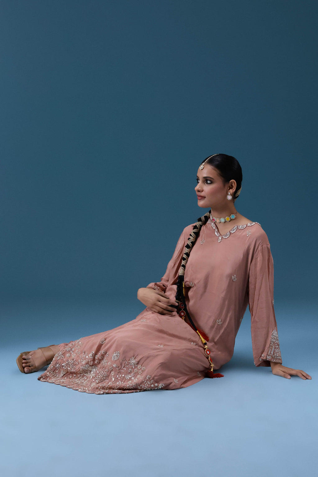 Gulnaar Blush Embroidered Kurta Set