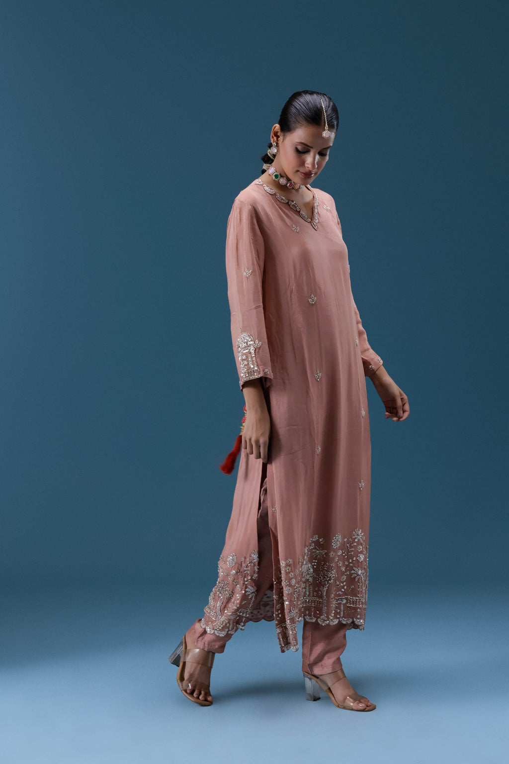 Gulnaar Blush Embroidered Kurta Set