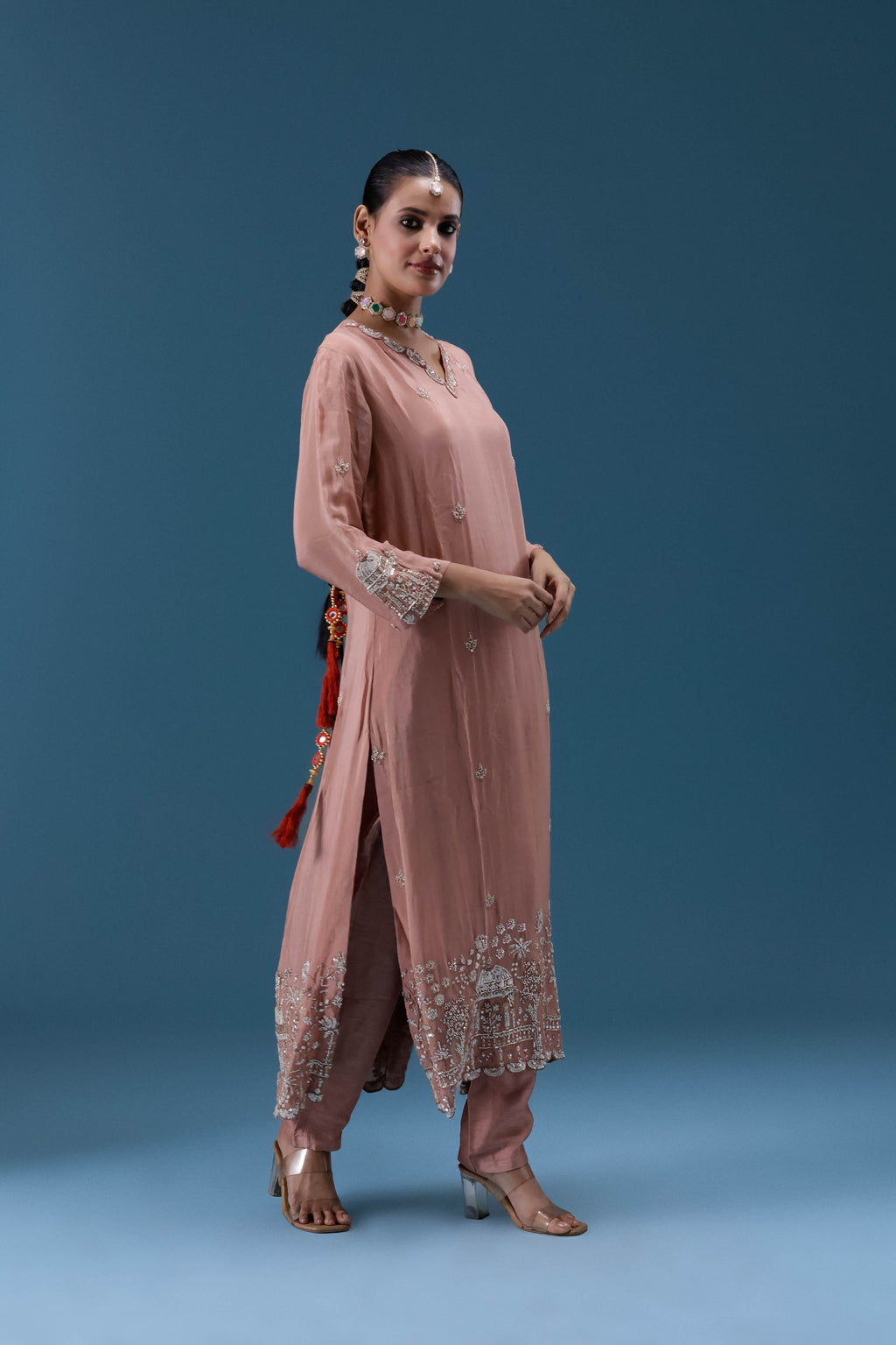 Gulnaar Blush Embroidered Kurta Set